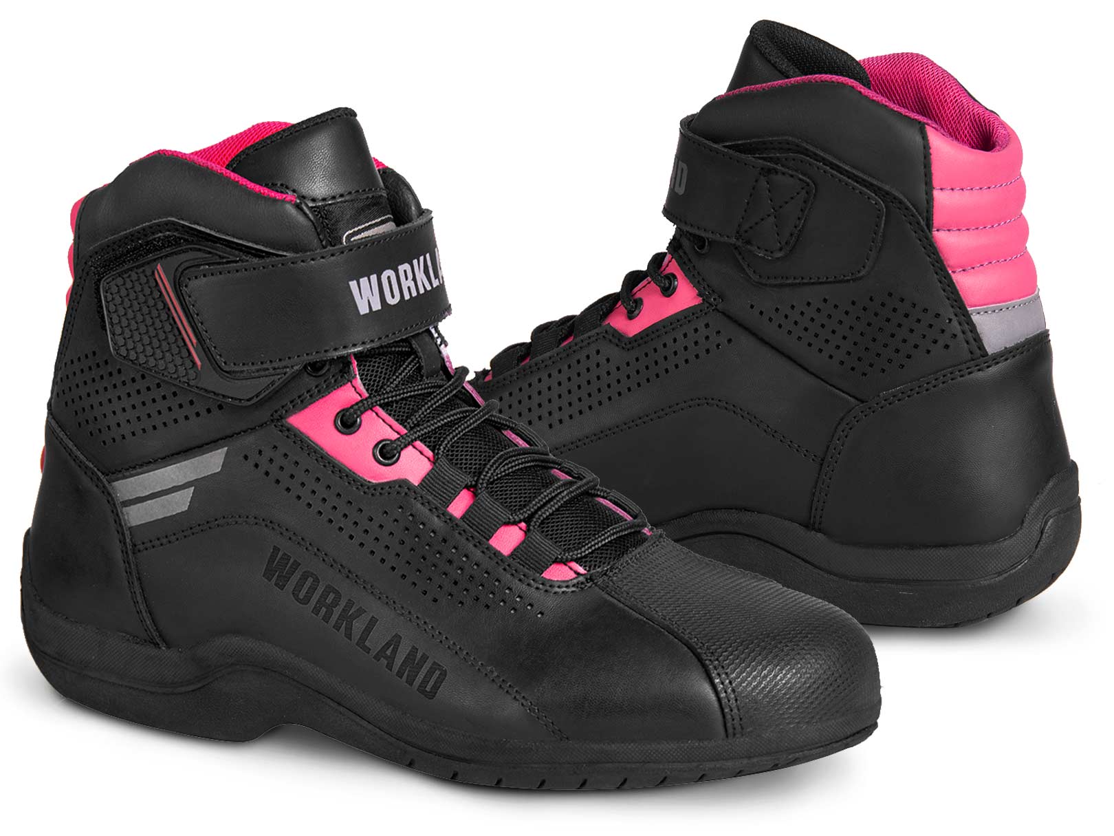 Bota mujer motociclista biker botin dama WKL 80017 N Rosa — imagen 9