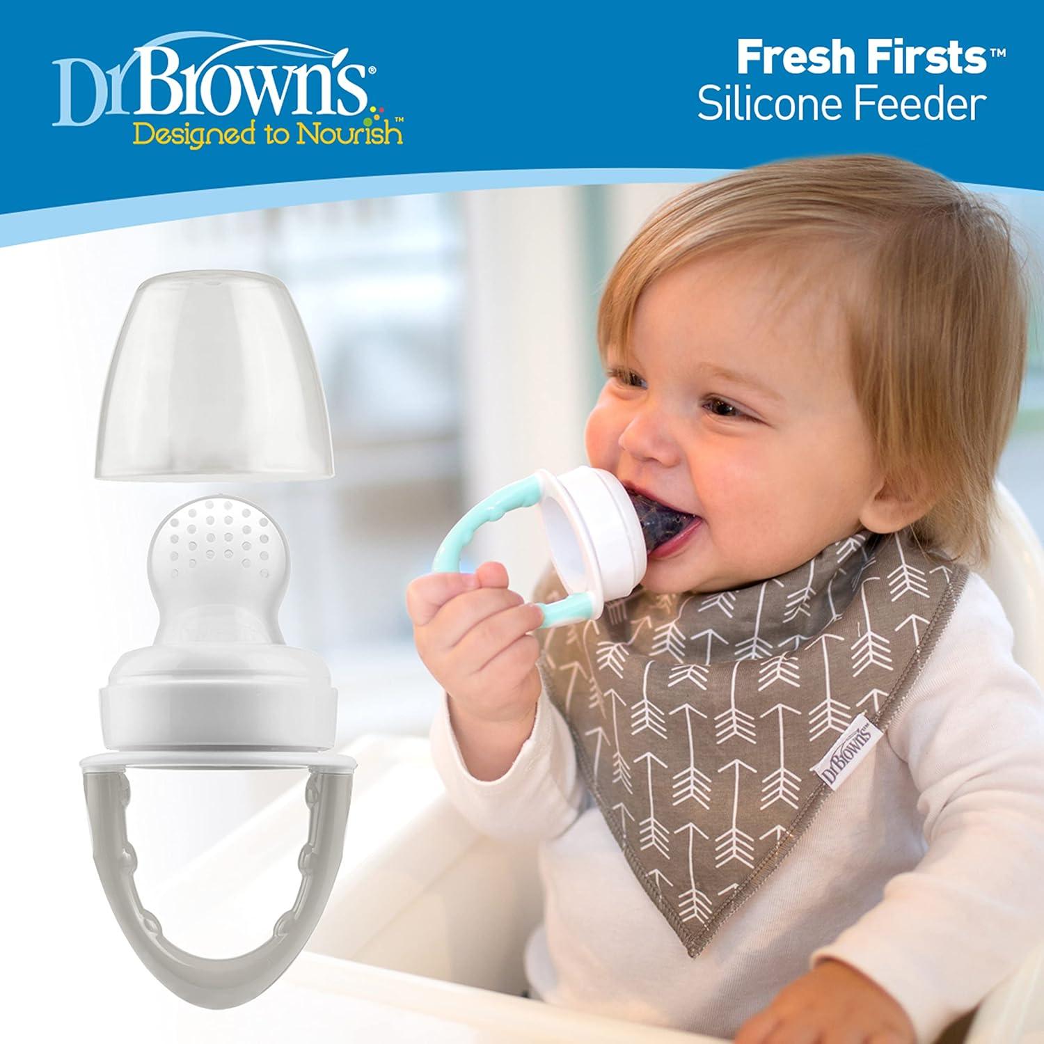 Chupon Alimentador De Silicona Dr Browns Fresh Firsts 4m+ Color Gris — imagen 5