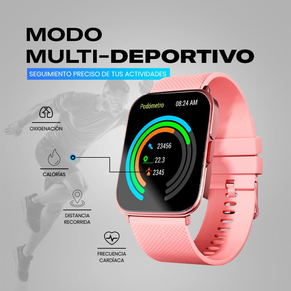 Smartwatch Reloj Kronos Optimum STF Pantalla 1.85"Resistencia al agua IP67 Rosa — imagen 11