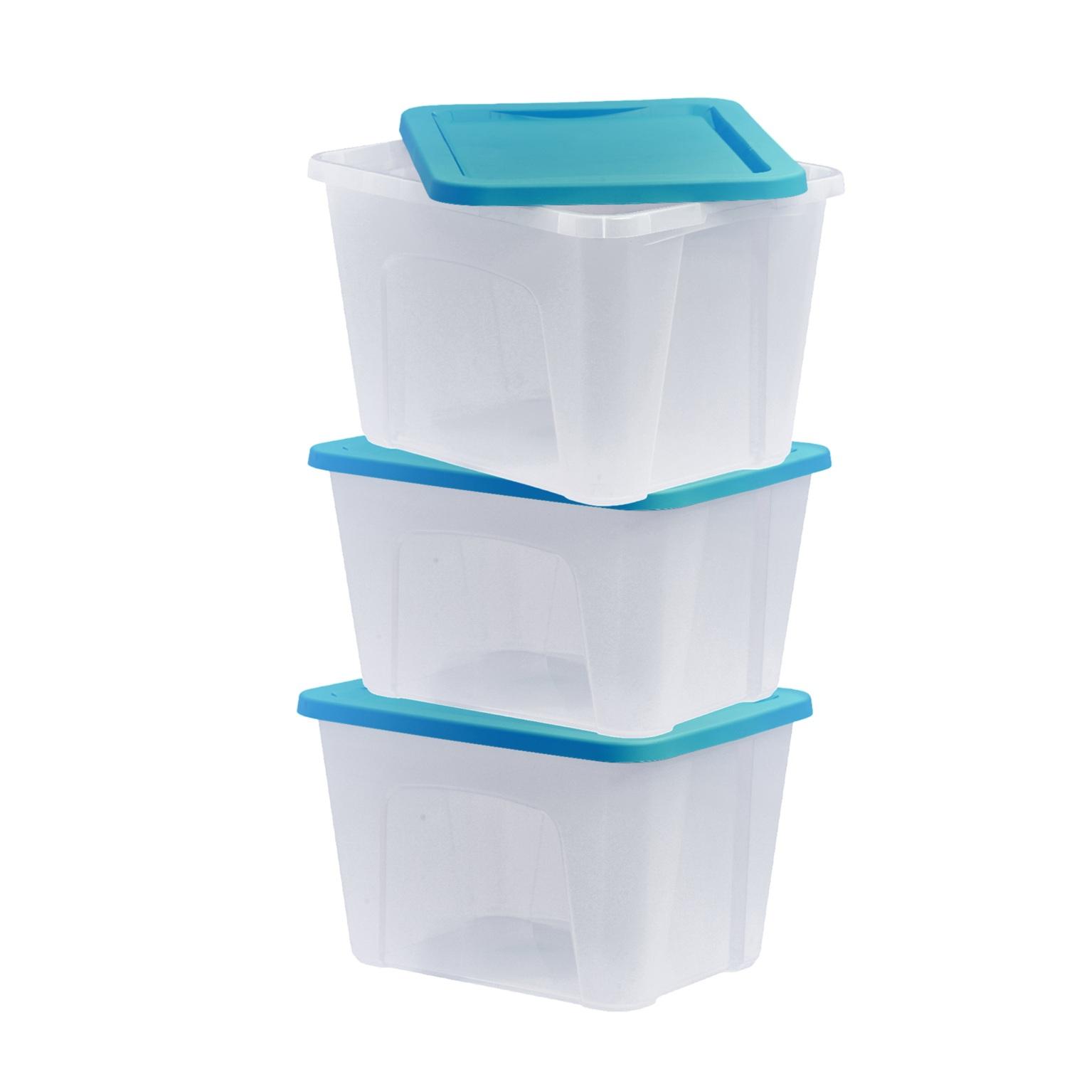 3 CAJA PLÁSTICO ORGANIZADORACON TAPA 87 LITROS RESISTENTE — imagen 2