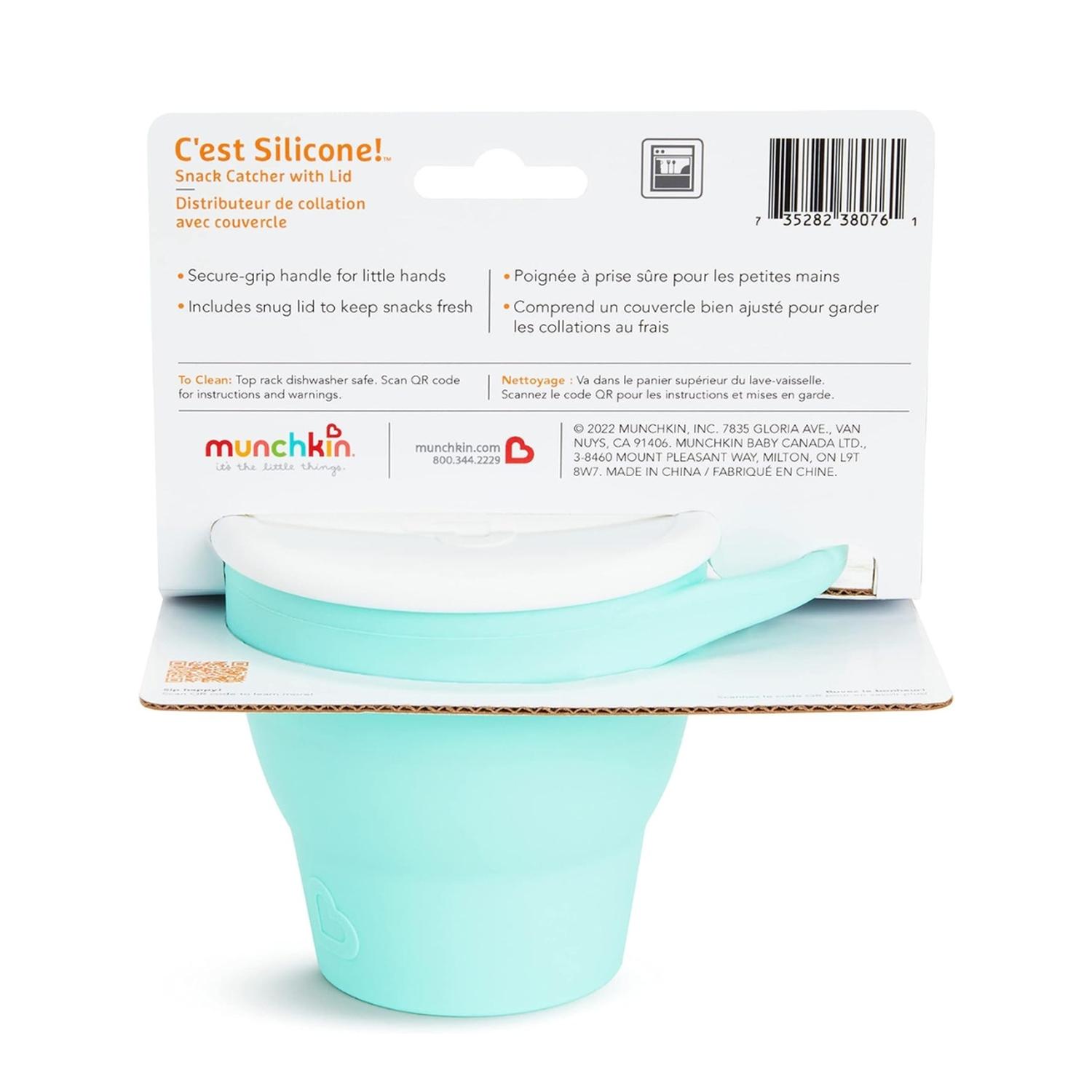 Contenedor Alimentos Munchkin Silicona Con Tapa Plegable Con Asa Para Colgar Bebé Menta 6m+ — imagen 9