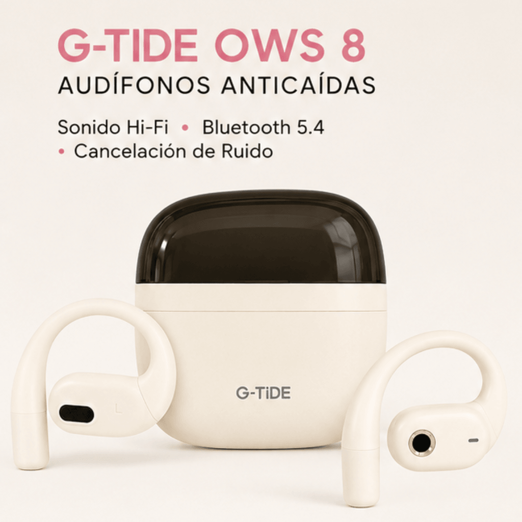 G-tide OWS 8 Audífonos Anticaídas. Bluetooth 5.4, Cancelación de Ruido y Sonido Hi-Fi. BEIGE — imagen 2