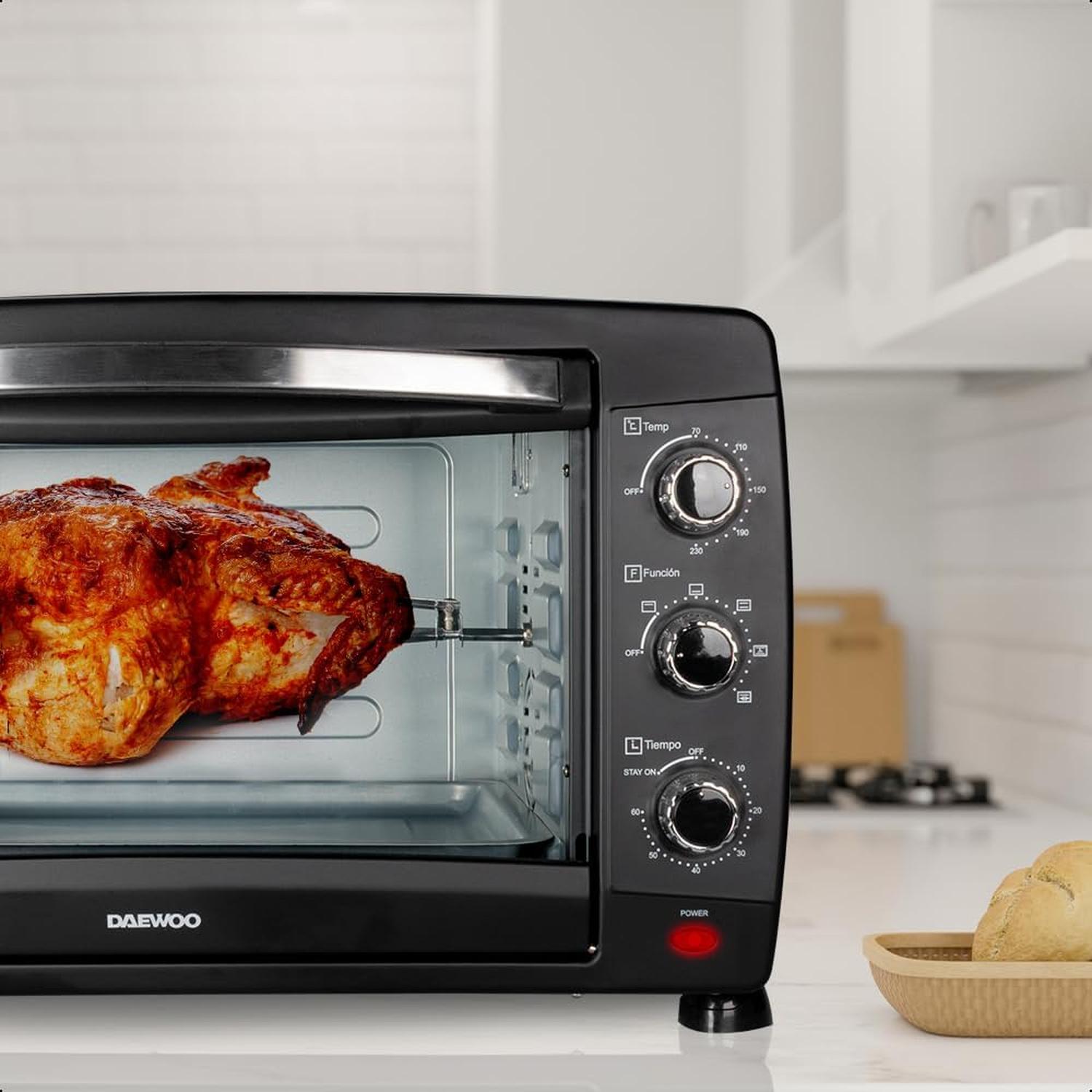 Horno Tostador Daewoo 40L DOT-1666 Negro Multifunción Conveccion y Asador Resistente — imagen 10