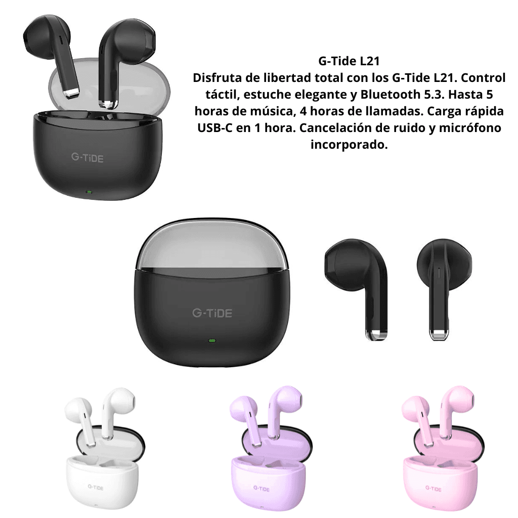 Audifonos Bluetooth G-tide L21. Cancelacion De Ruido. Negro — imagen 2