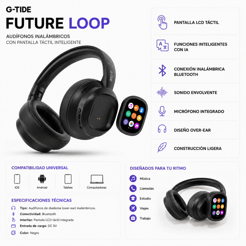 SMARTWATCH REDMI WATCH 5 ACTIVE (NEGRO) + AUDIFONOS G-TIDE FUTURE LOOPS (NEGRO) — imagen 3