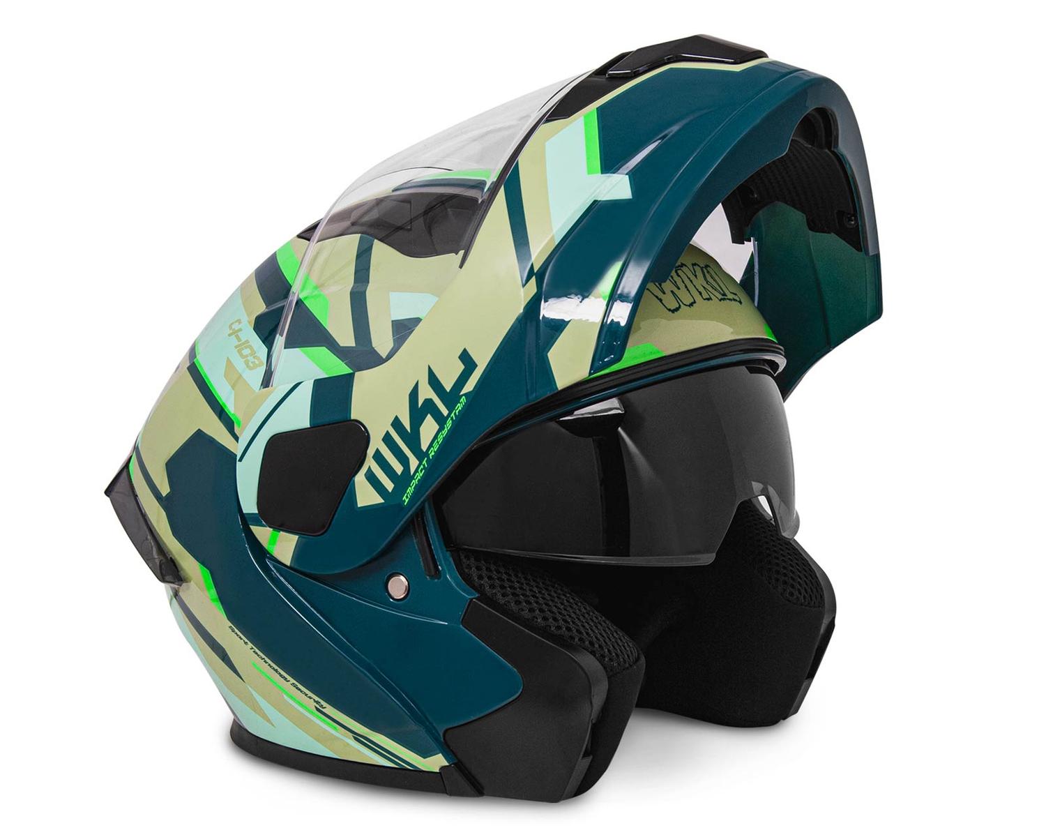 Casco WKL Motocicleta Dot Abatible CH-103 FINISH-VERDE — imagen 4