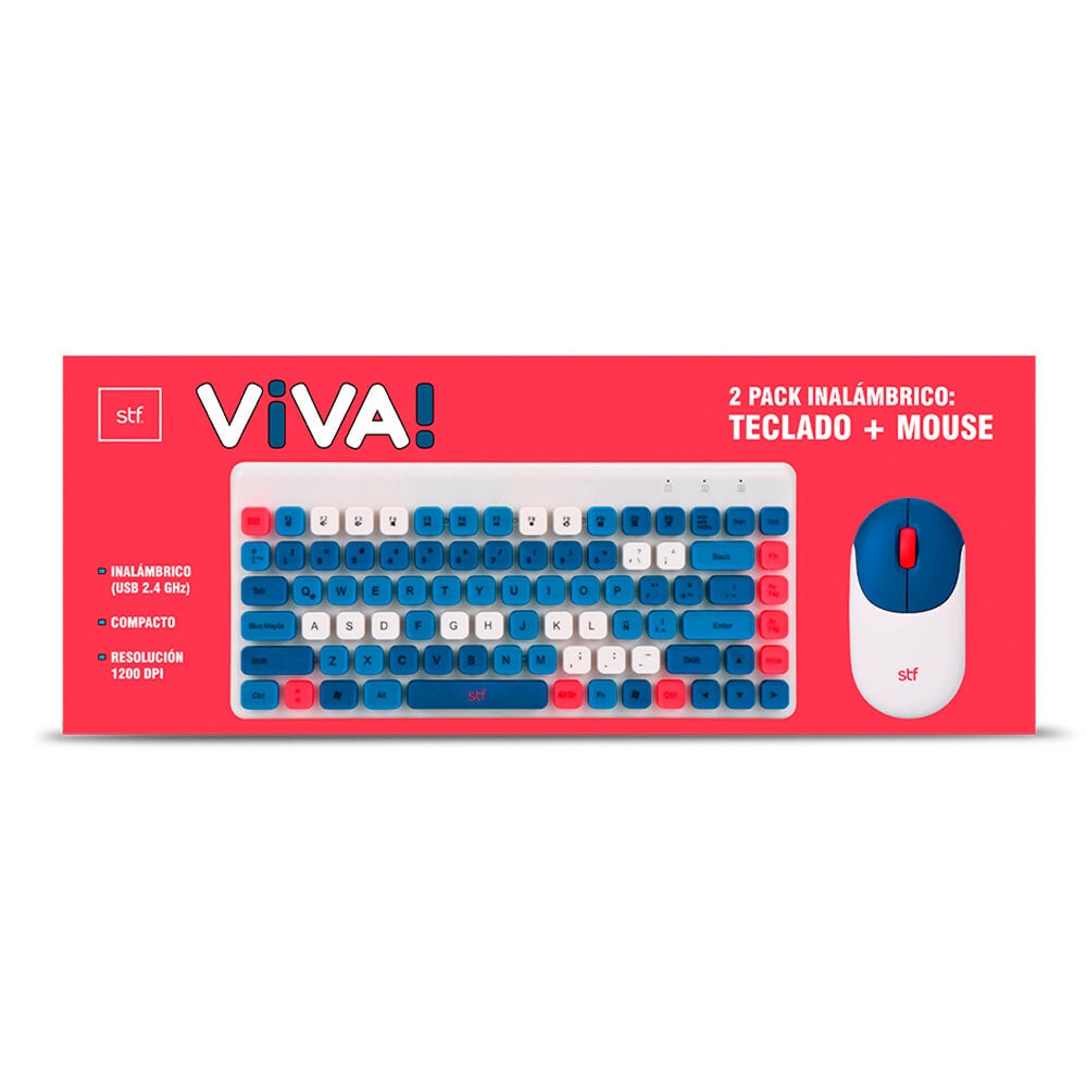 Kit Teclado + Mouse inalámbrico STF VIVA! para computadora Azul — imagen 9