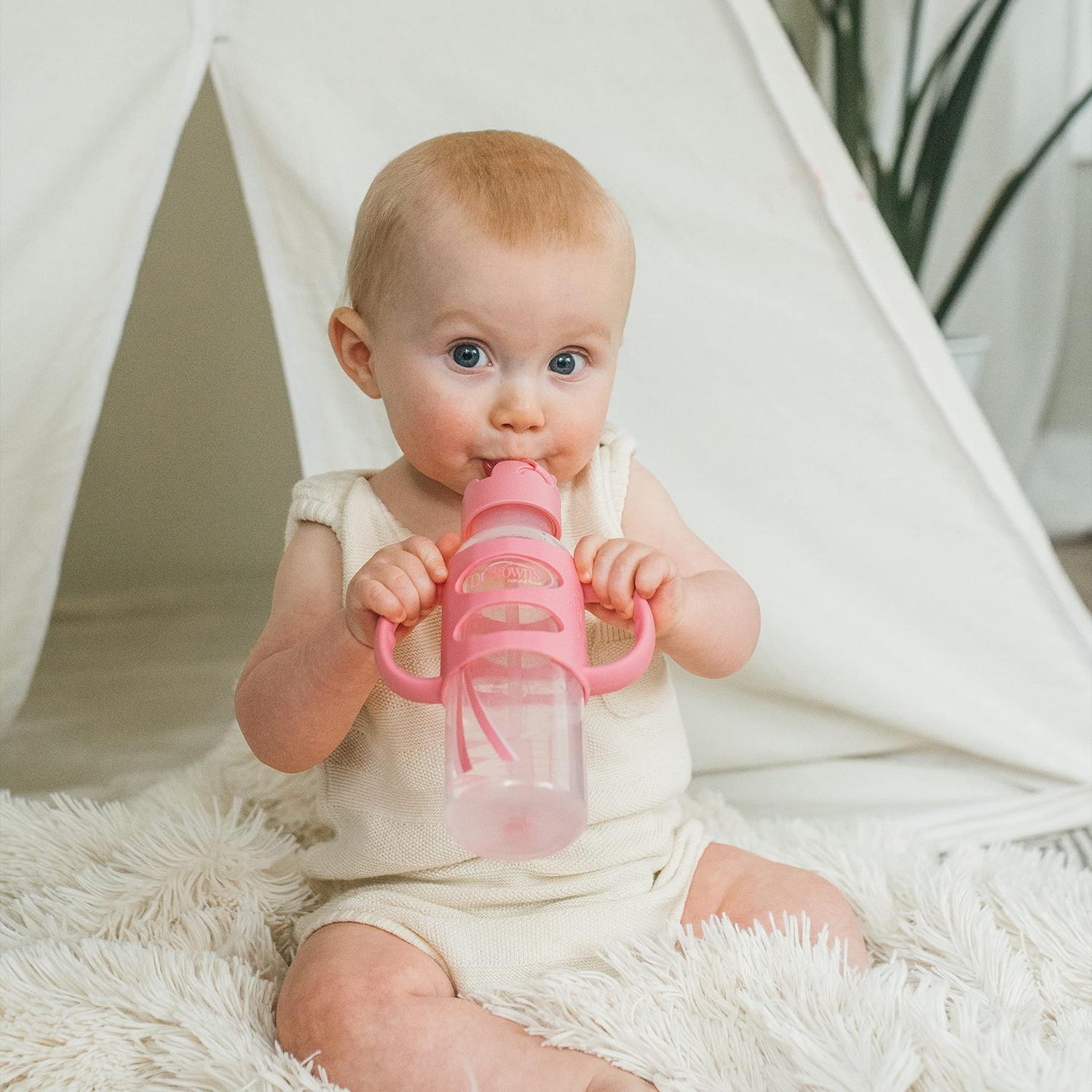 Pack De 2 Biberones Dr Brown's Con Popote Y Asas Sippy Straw 8oz/250ml Rosa 6m+ — imagen 2