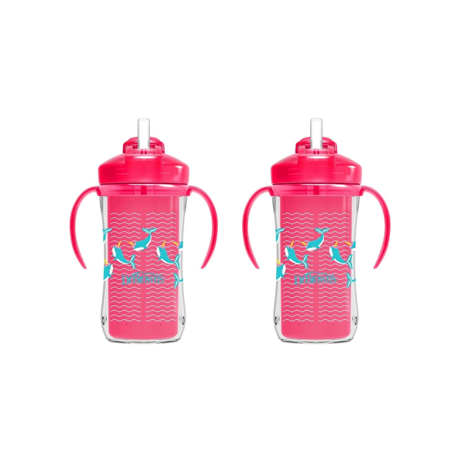 Pack 2 Vaso entrenador Dr Brown's 10oz Térmico popote rosa — image 1