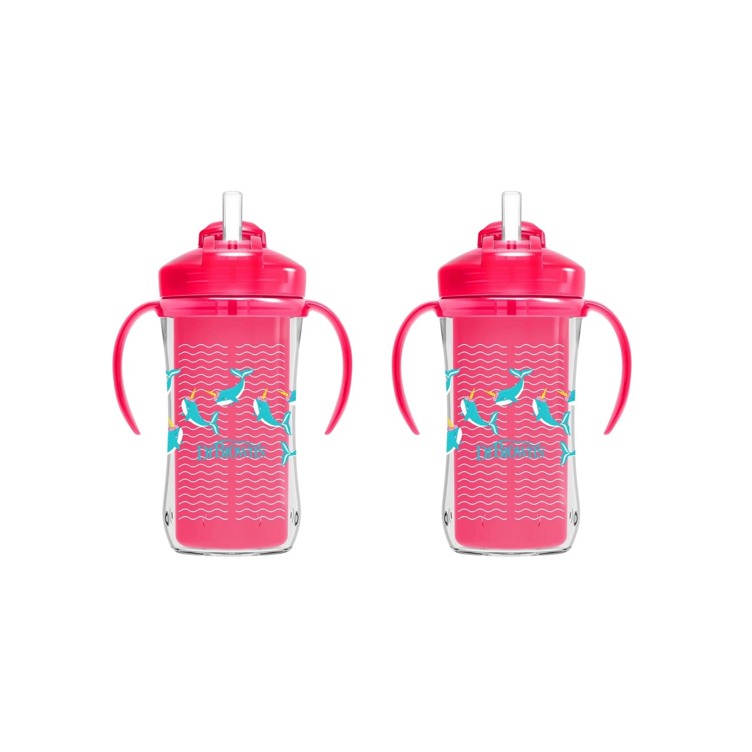 Pack 2 Vaso entrenador Dr Brown's 10oz Térmico popote rosa — imagen 1