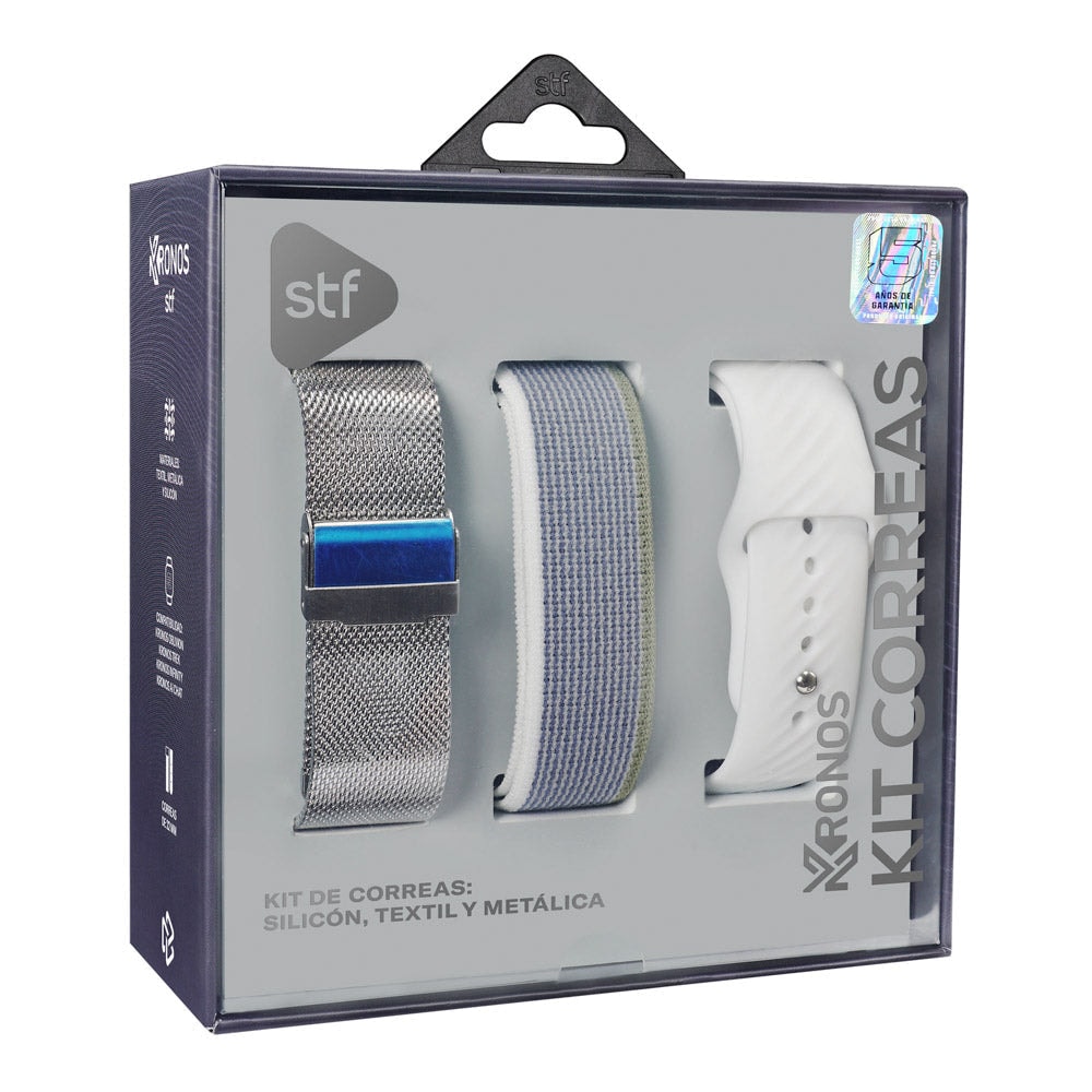 Kit Correas Smartwatch STF Kronos: textil, silicon y metálica 22mm — imagen 9
