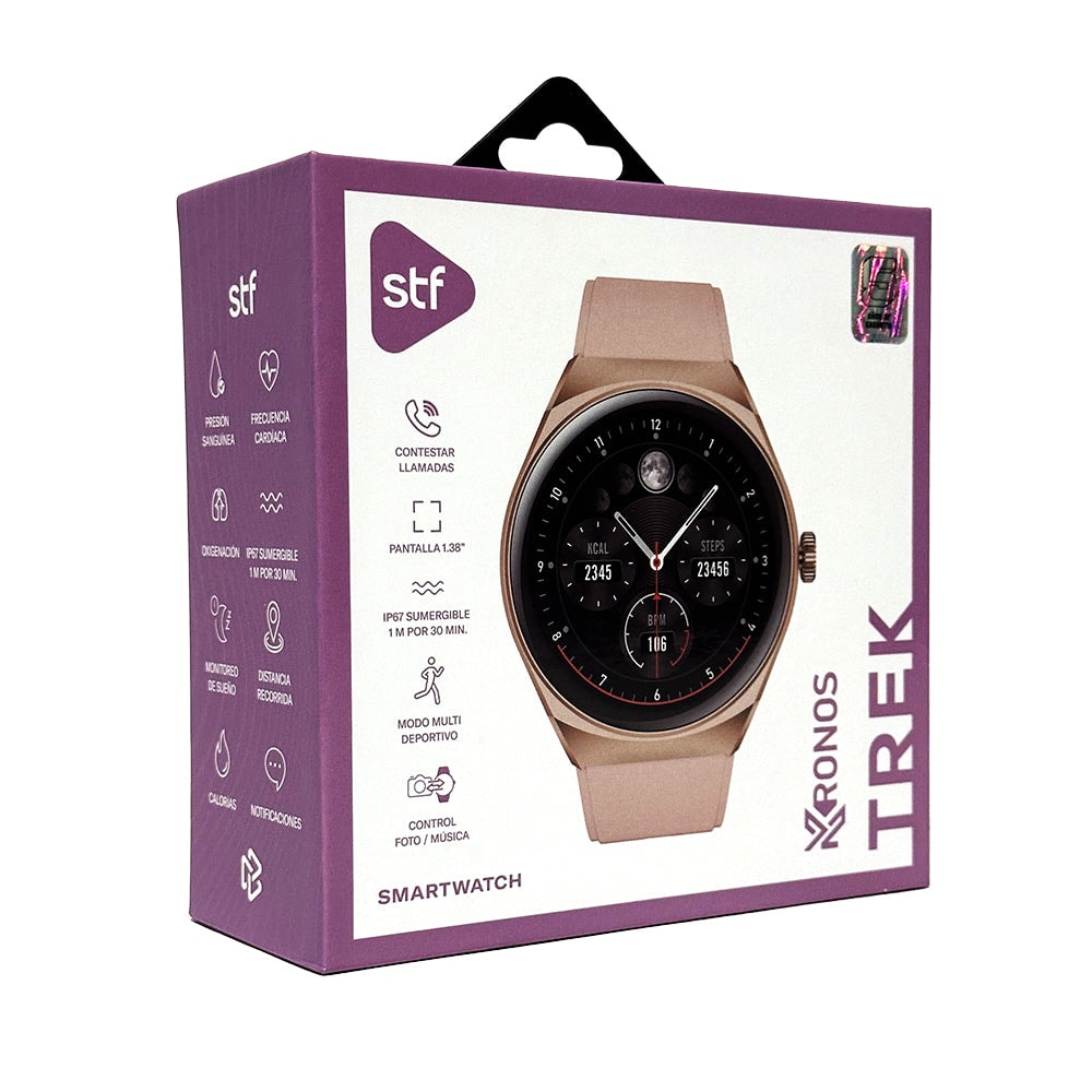 Smartwatch Reloj Kronos Trek STF Pantalla 1.38" Resistencia al agua IP67 Rosa — imagen 8