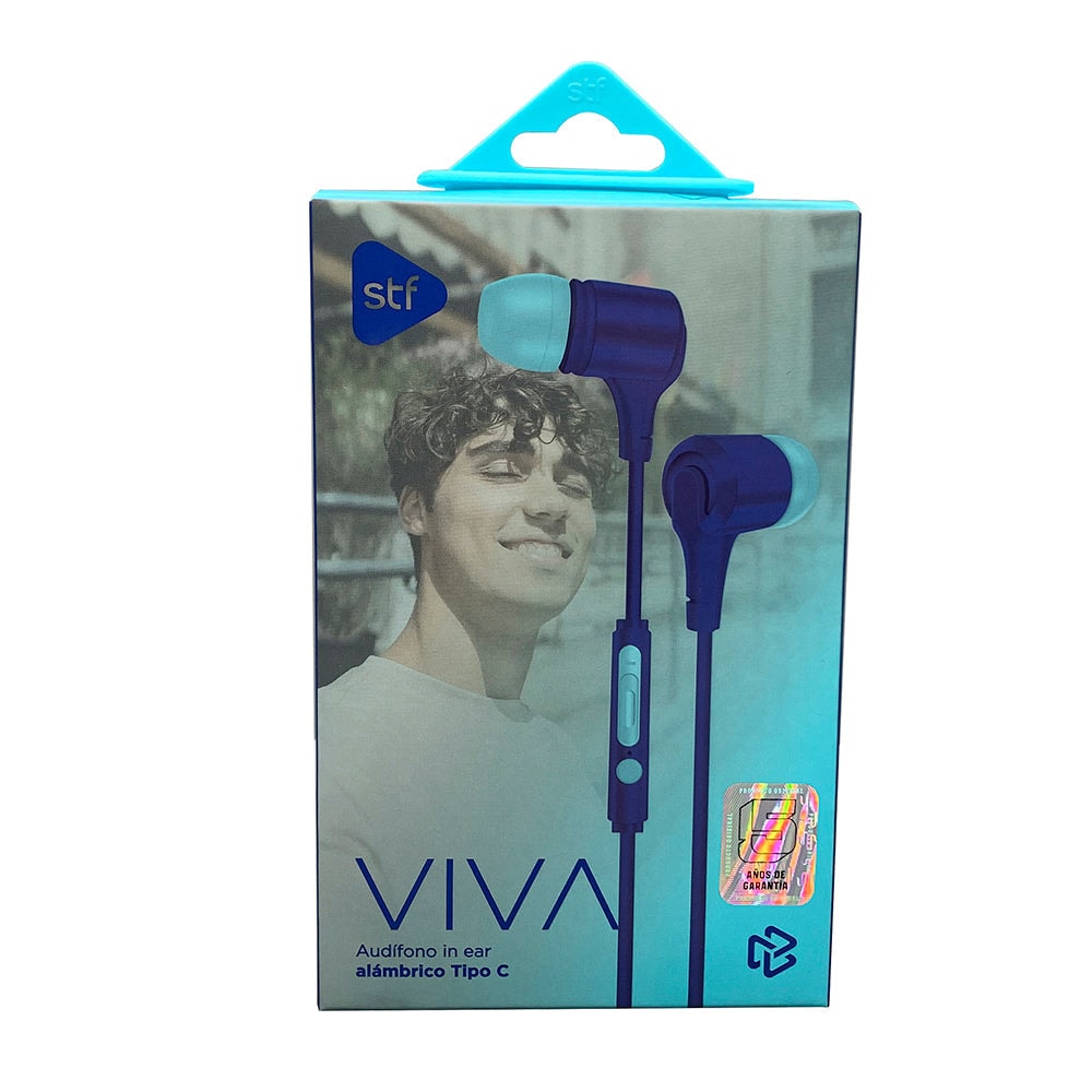 Audífonos alámbricos In-Ear STF VIVA: Tipo C, 10mm Azul — imagen 4