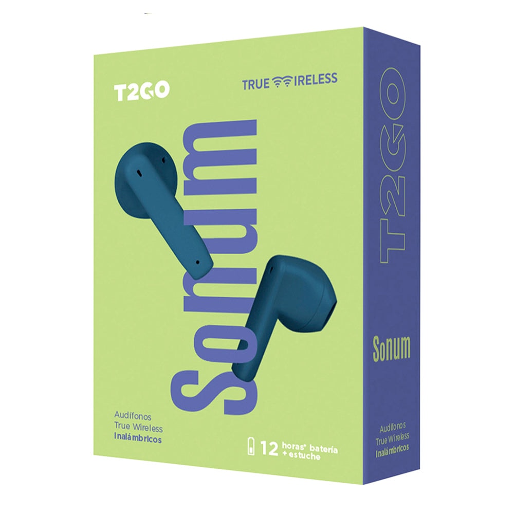 Audífonos Inalámbricos Tws Sonum T2GO 3hrs Uso Micrófono Azul — imagen 4