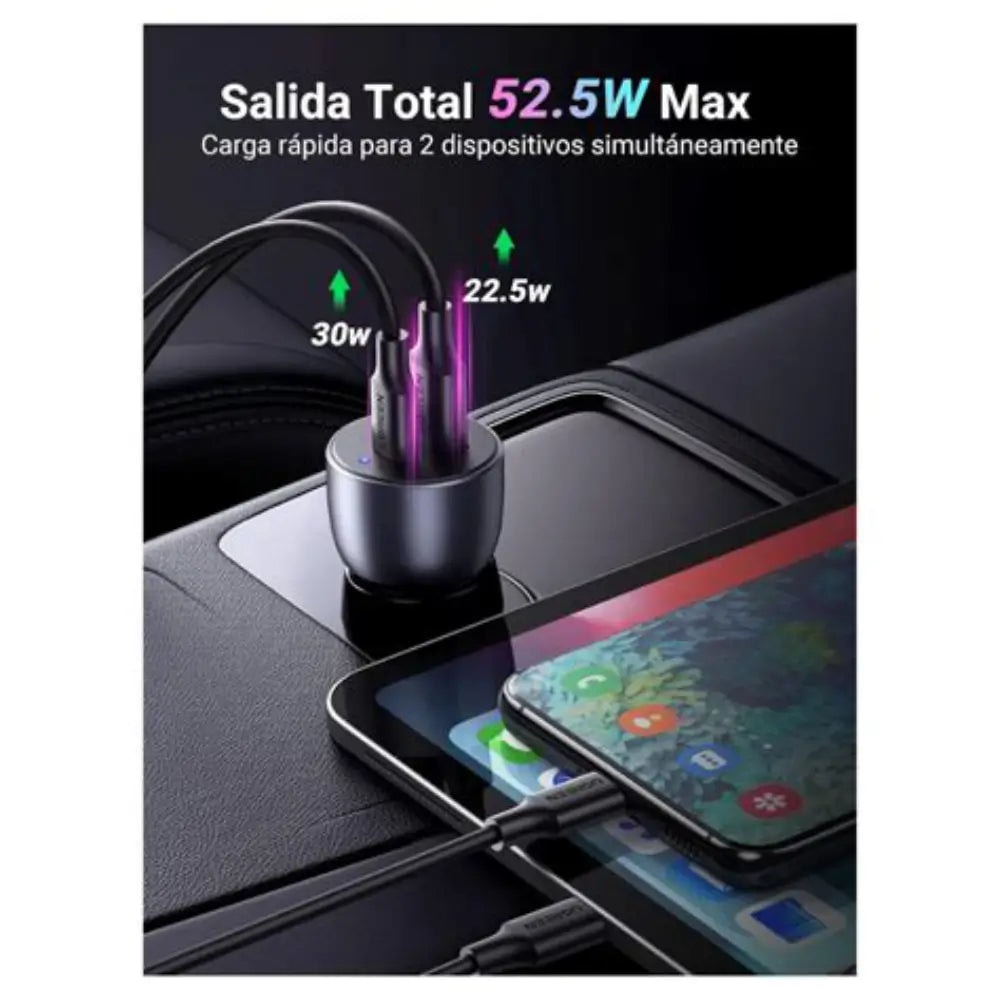 Cargador para Carro UGreen 2-Port Fast Car Charger 52.5w - Negro — imagen 4