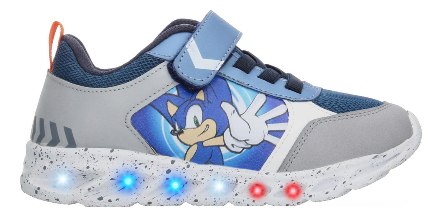 Tenis Sonic Niño Cinta Adhesiva Luz Azul Infantil T18-22 — imagen 1