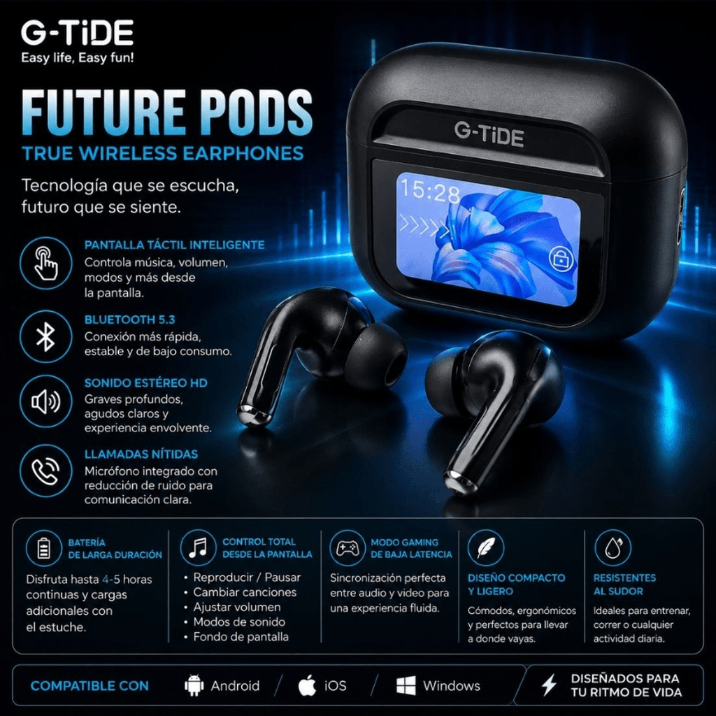 Smartwatch Microwear Ultra 5 U5 + Audífonos G‑TIDE Future Pod — imagen 5