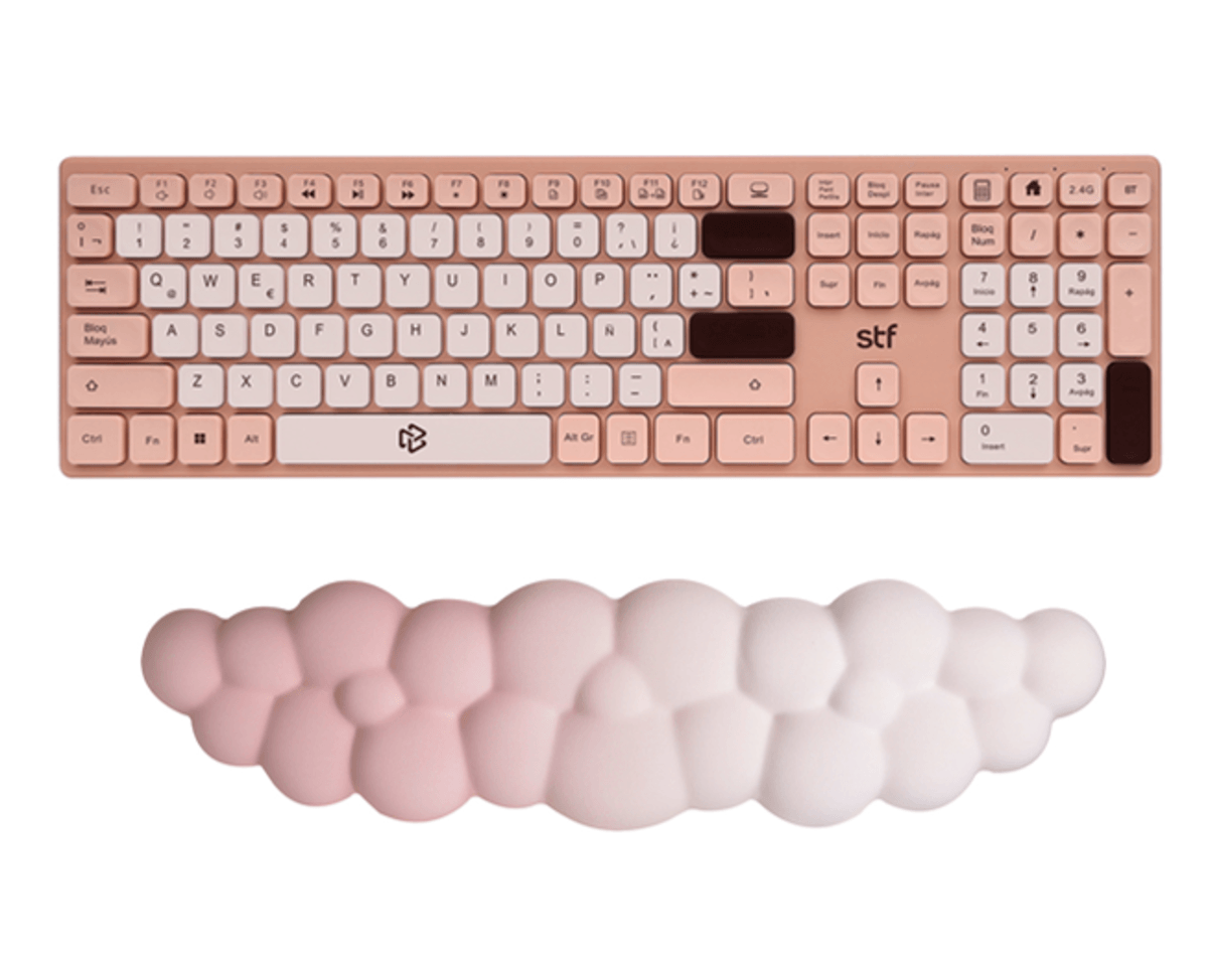 Kit Teclado inalámbrico + Reposa muñecas STF VIVA Para computadora rosa — imagen 2