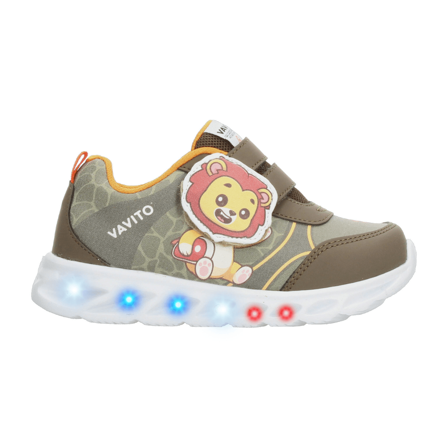 Tenis Vavito León Niño Luz Led Casual Deportivo Cinta Adhesiva Cómodo Verde Infantil T12-15 — imagen 1