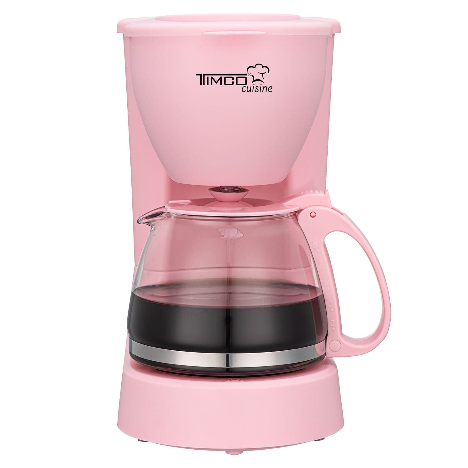 Cafetera Eléctrica Rosa 750 ml Filtro Permanente Antigoteo con Placa Calefactora CAFWJ9008 Timco — image 9
