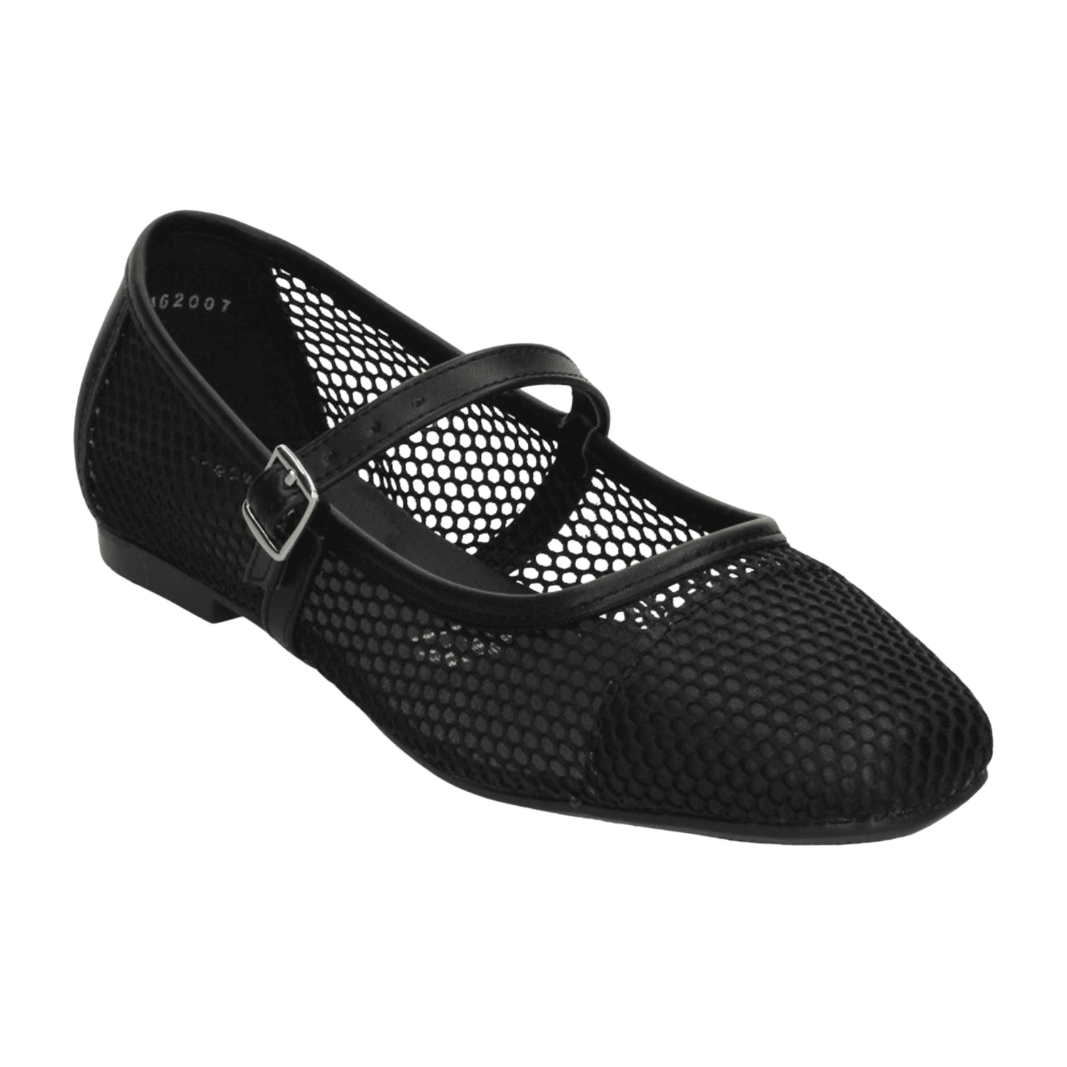 Flat Paulina Mary Jane Dama Casual Malla Hebilla Negro Mujer — imagen 4