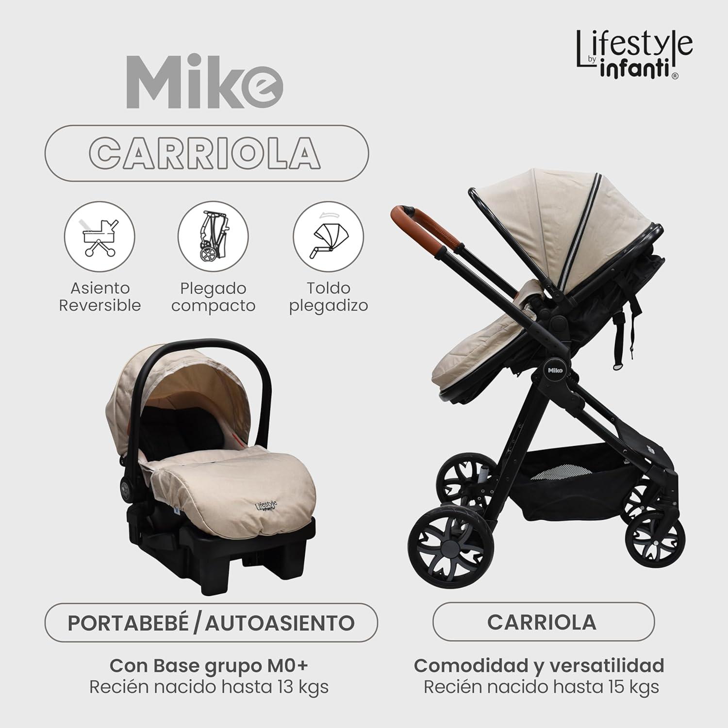 Carriola Multiusos Portabebé Mike Beige Infanti Reclinable — imagen 4