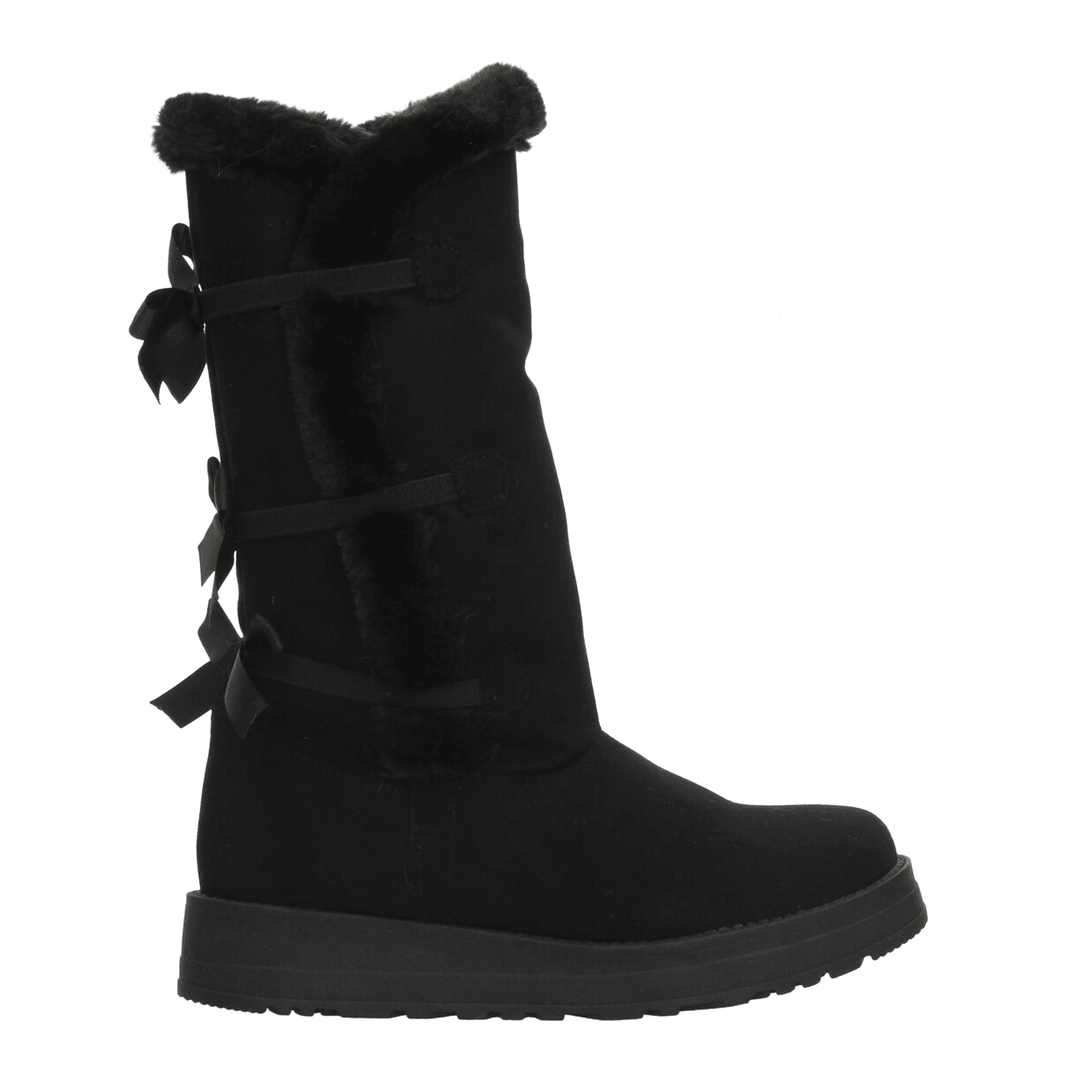 Bota Rojo Cereza Dama Negro Invierno Larga Peluche Casual Mujer — imagen 2