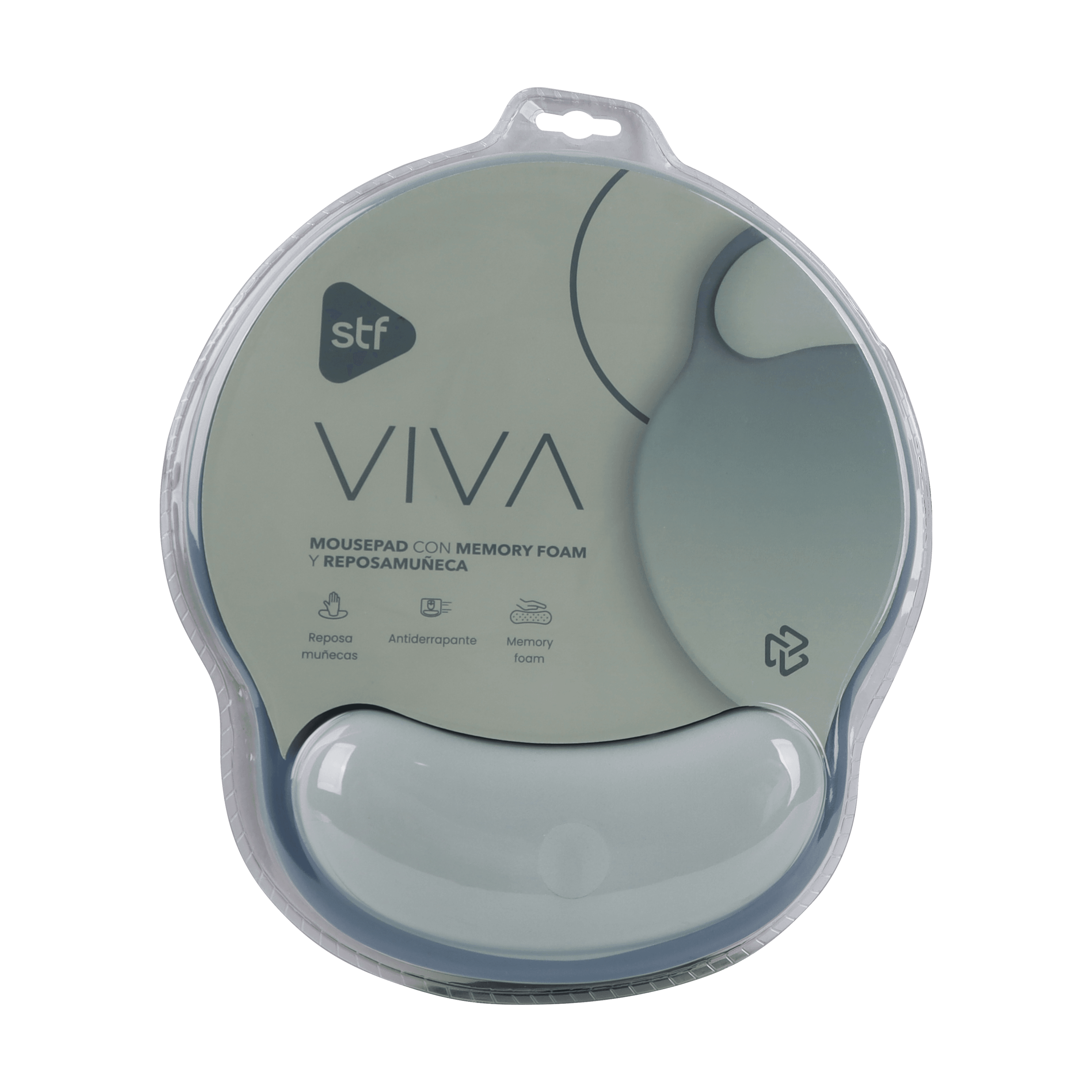 Mousepad Reposamuñecas redondo VIVA: Antiderrapante, Momory foam, Gris — image 3