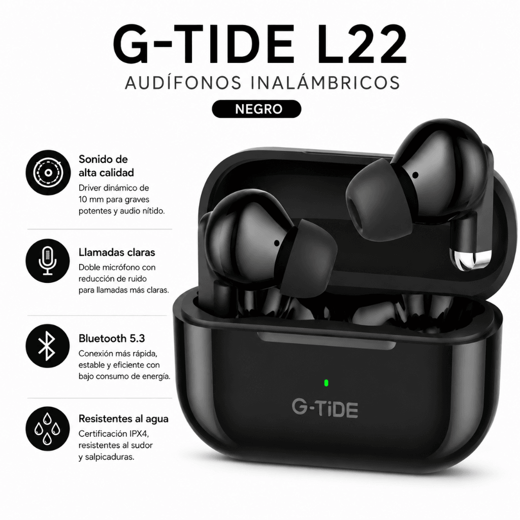 SMARTWACTH G-TIDE R6 PRO (NEGRO) + AUDIFONOS G-TIDE L22 + BOCINA G-TIDE SV-30 (NEGRA) — imagen 4