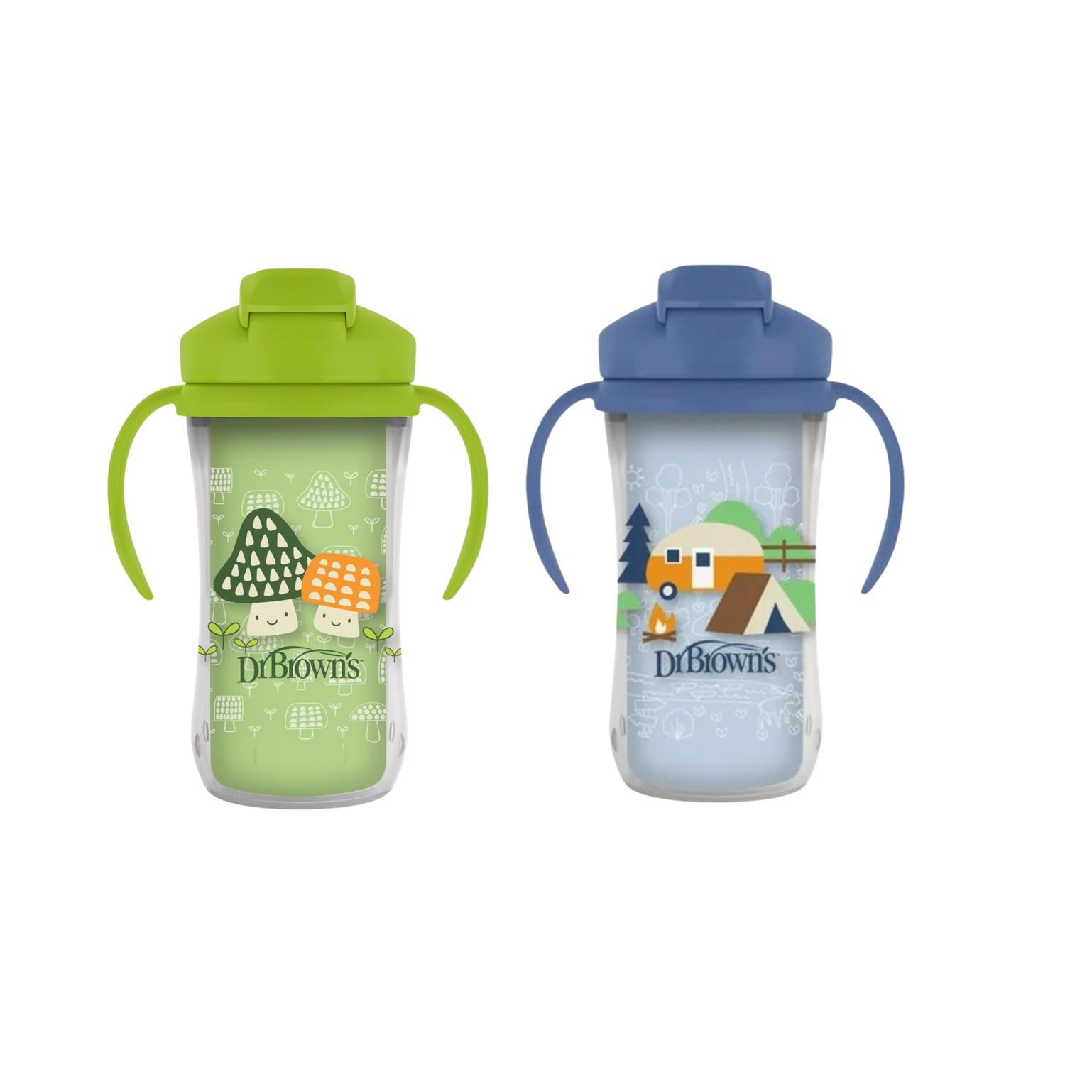 Pack 2 Vaso Entrenador Dr Browns 10oz Térmico popote Bicolor — imagen 1
