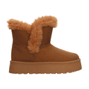 Botín Perugia Dama Café Casual Invierno Peluche Camel Mujer