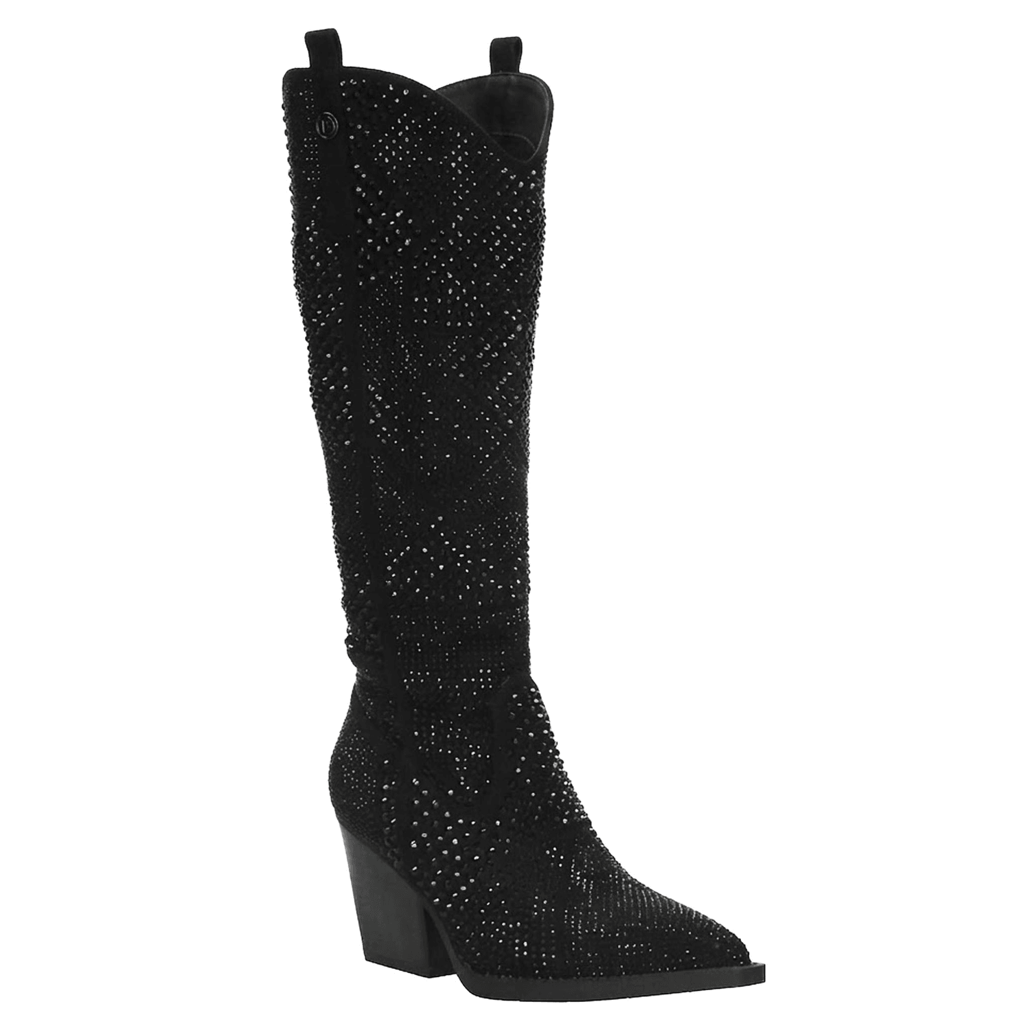 Bota Efe Dama Negro Casual Vaquera Brillo Larga Tacón Mujer — imagen 3