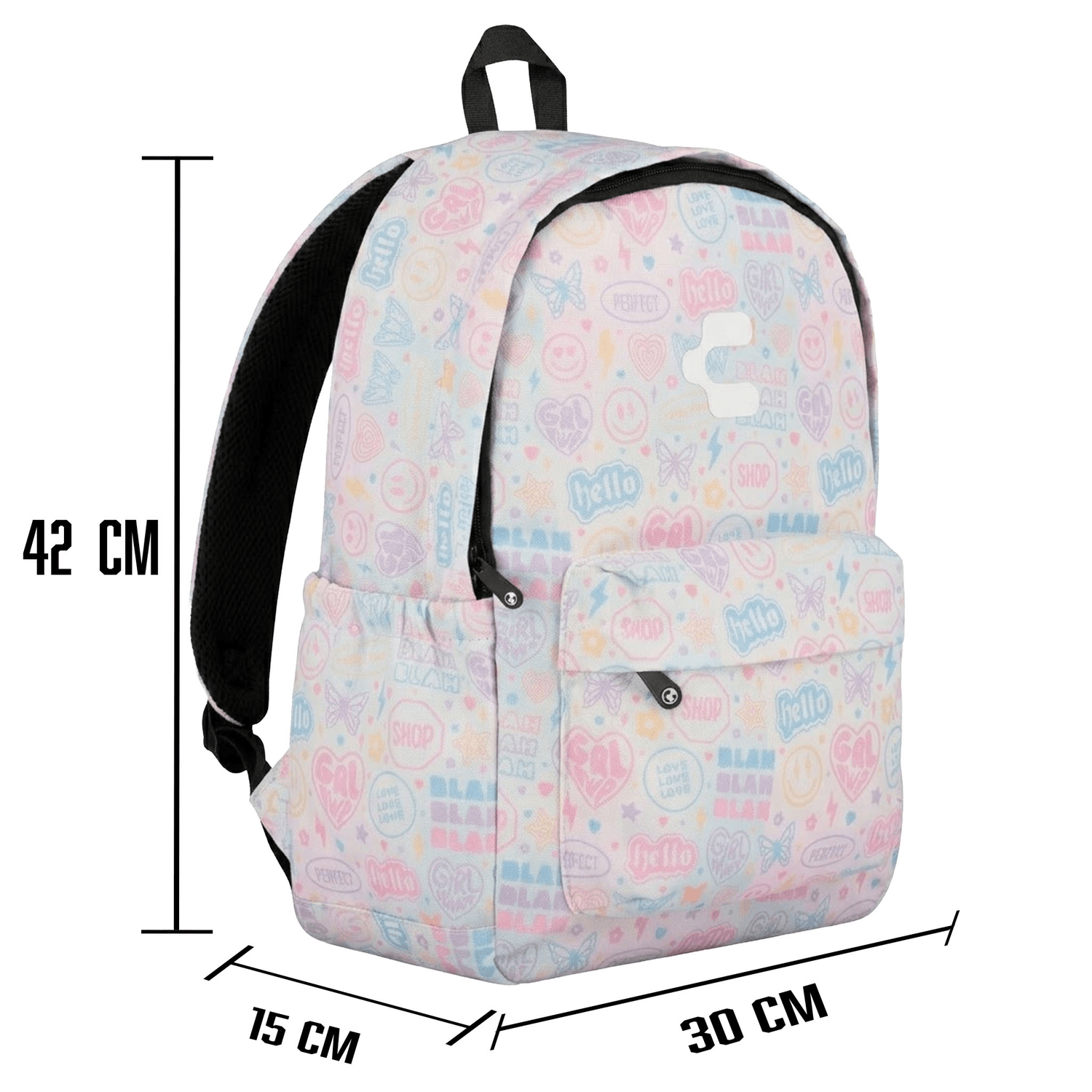 Mochila Charly Pastel Pop Niña Blanco Escolar Lonchera Infantil — imagen 6