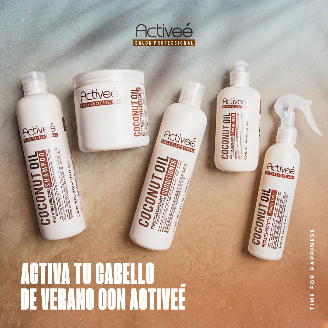 Crema para Peinar Activee Professional Coconut Oil Tecnologia para cuidado Cabello con Perdida de Color Quebradizo y con Frizz Libre de Sal — imagen 6