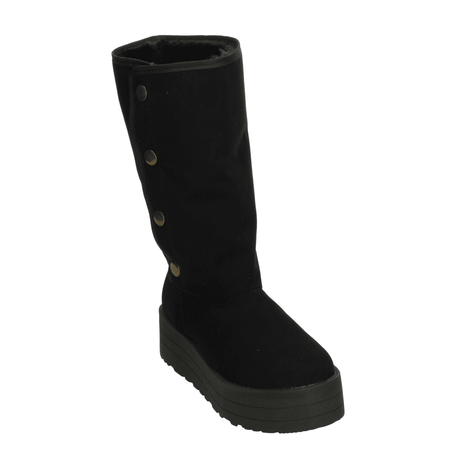 Bota Rojo Cereza Dama Invierno Plataforma Casual Negro Mujer — imagen 4