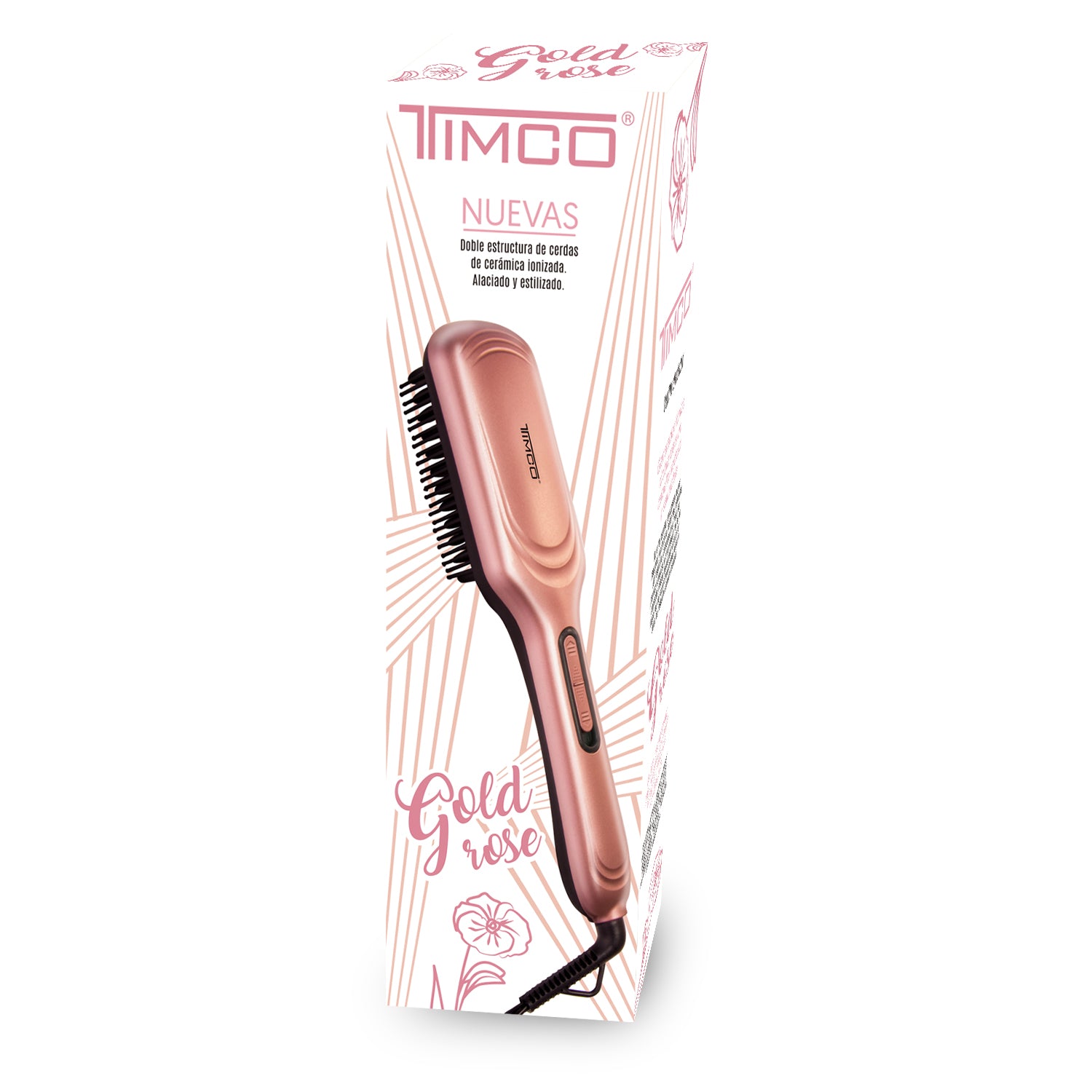 Cepillo Alaciador Electrico de Cabello Gold Rose Generador De Iones Timco CE-003 — imagen 5