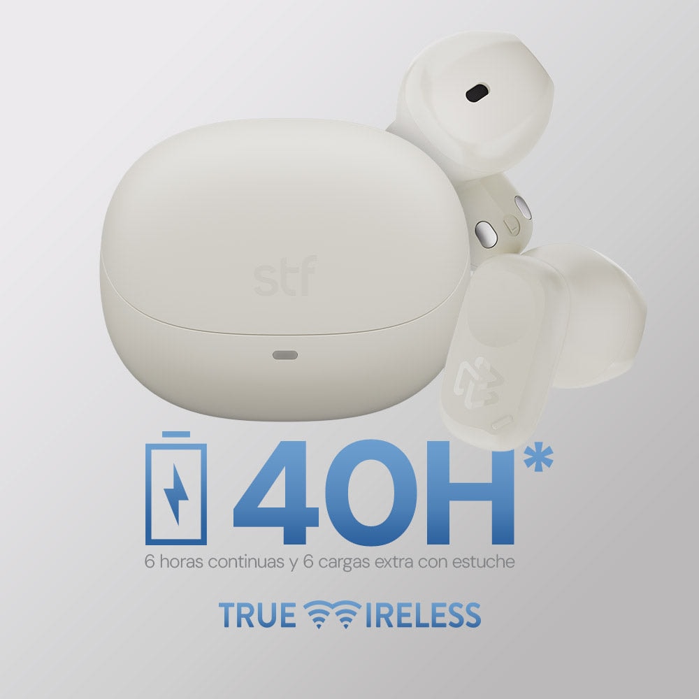 Audífonos Inalámbricos Tws Essential STF 40hrs Uso Protección IPX4 Blanco — imagen 3