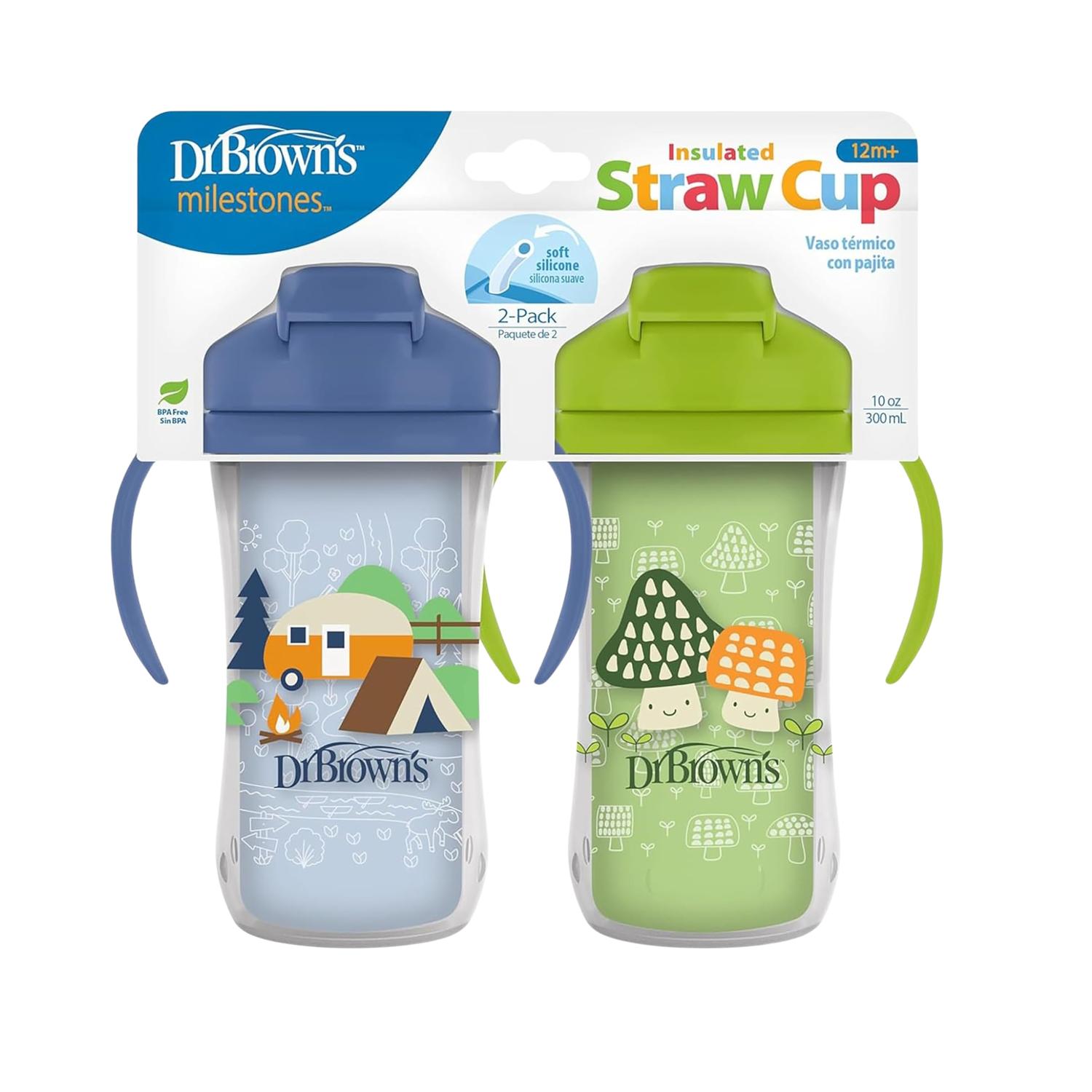 Pack 2 Vaso Entrenador Dr Browns 10oz Térmico popote Bicolor — imagen 3