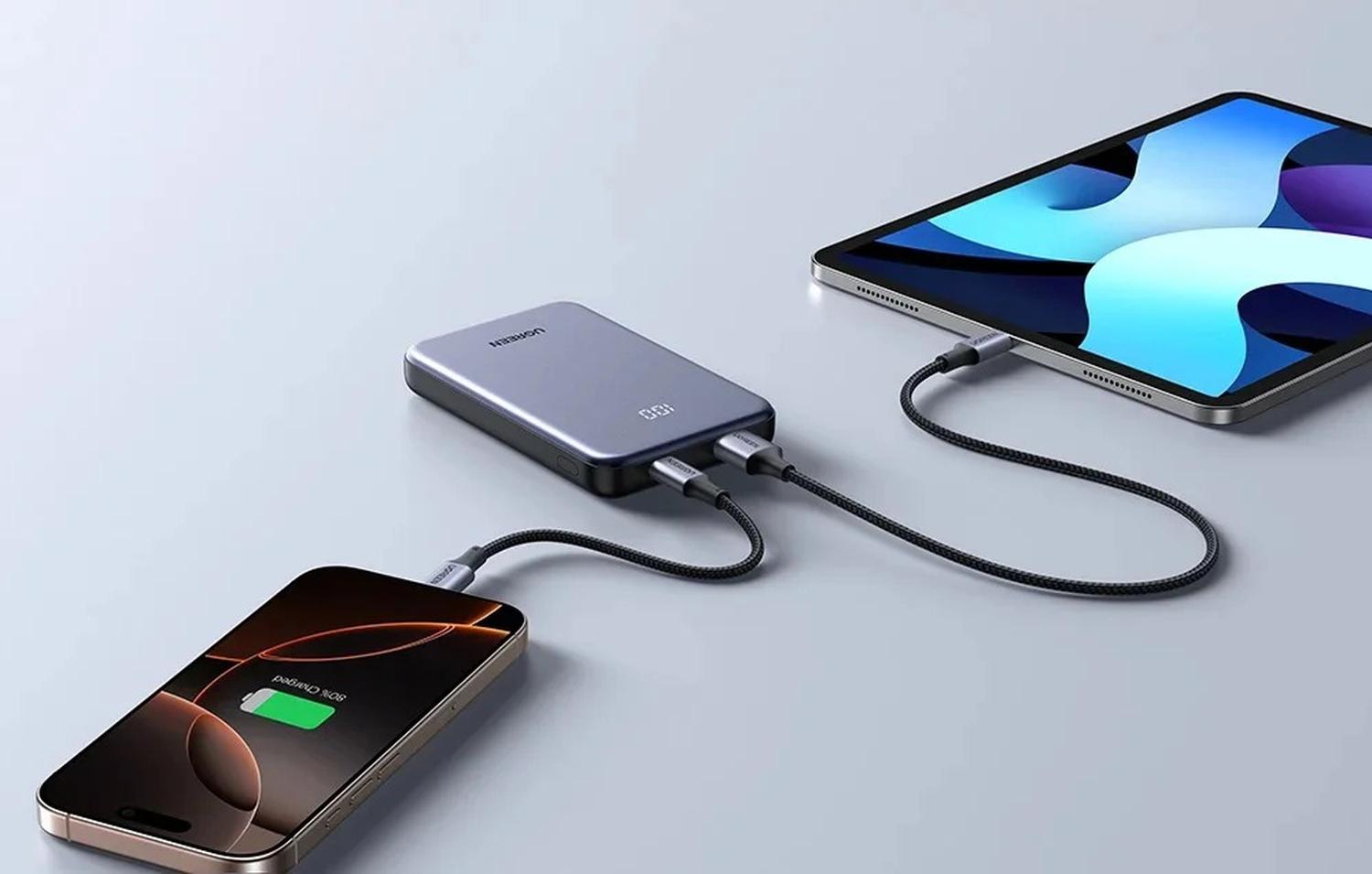 Power Bank 10,000 mAh Ugreen PB507 Carga Rápida 20W con Pantalla Digital Gris — imagen 5