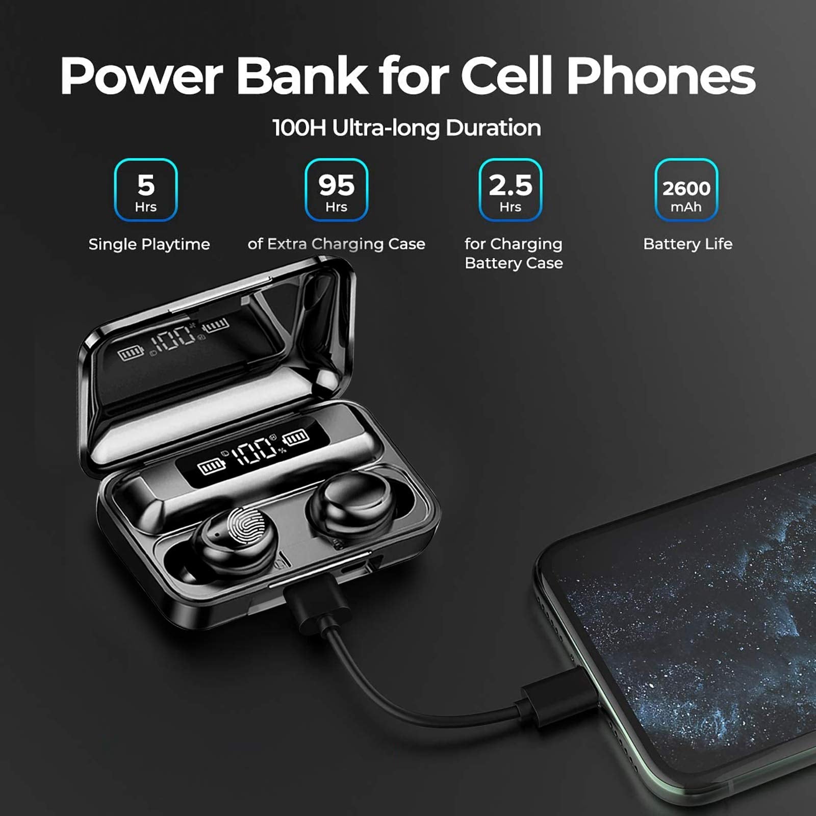 Audífonos Bluetooth Fentech F9-5 – Sonido Estéreo HD, IPX7, Batería de Larga Duración y Pantalla LED — imagen 4