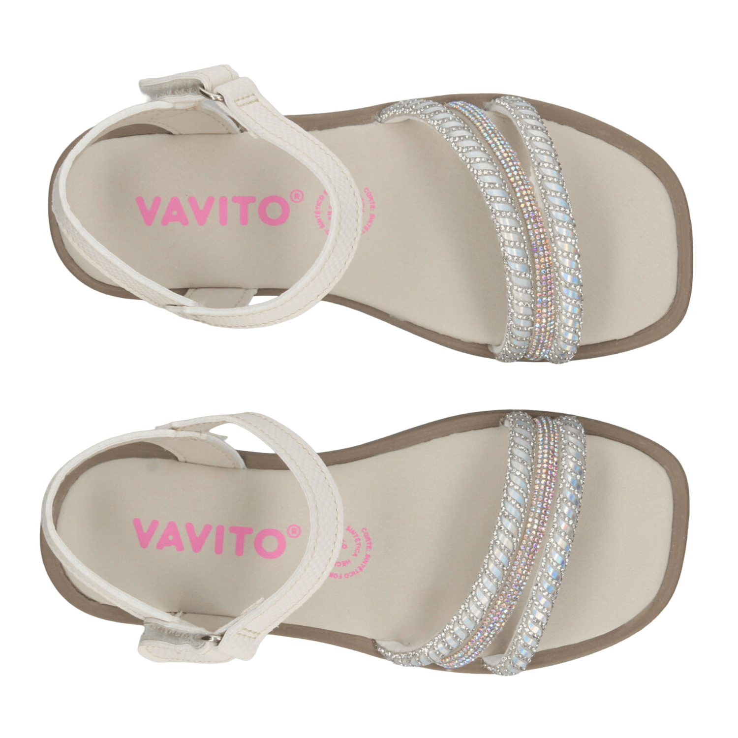 Sandalia Vavito Niña Brillos Cintas Adhesiva Casual Blanco Infantil T22-27 — imagen 10