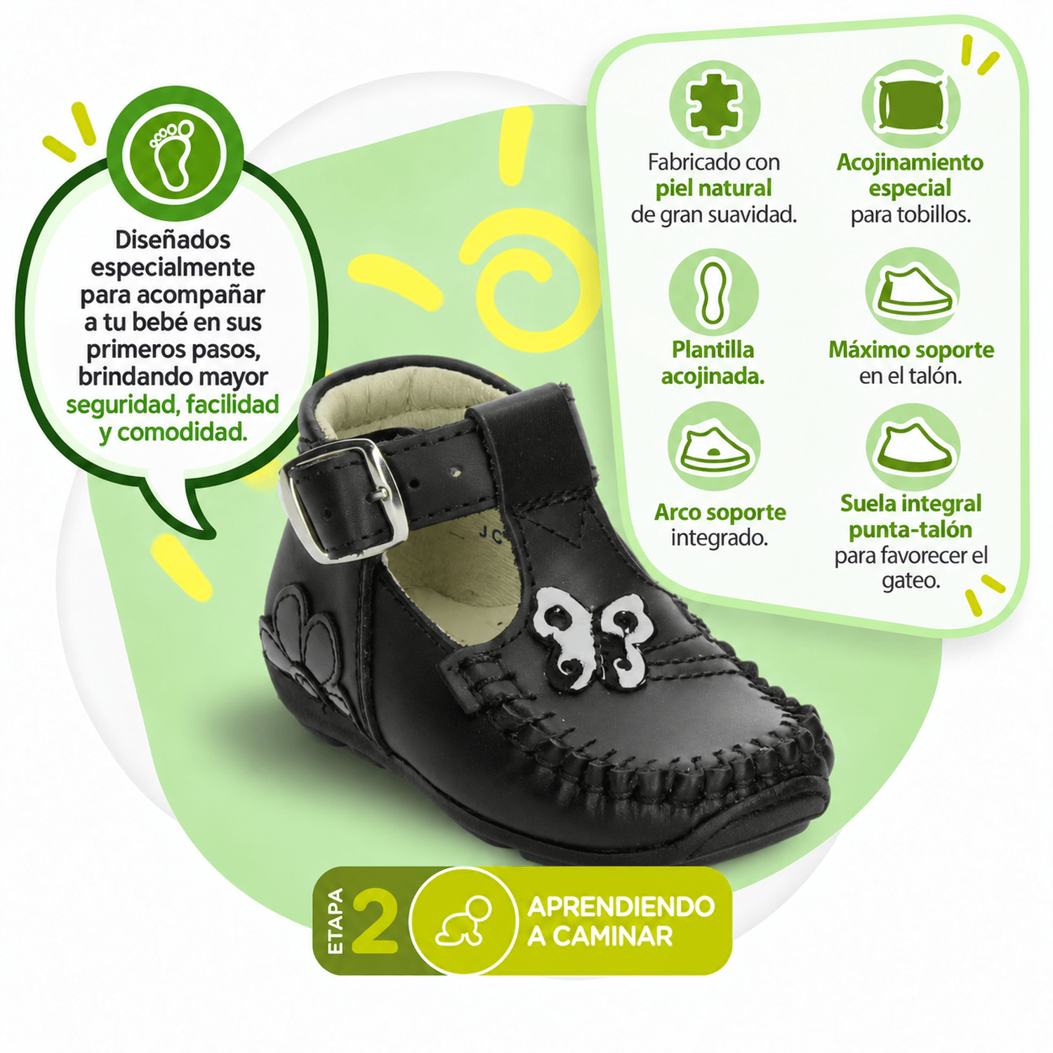 Zapato Pingo Niña Gateador Hebilla Casual Negro Infantil T11-14 — imagen 2