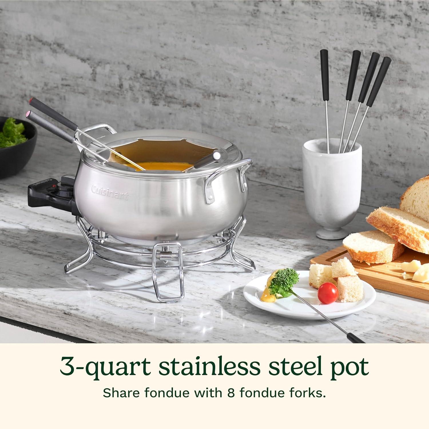 FONDUE ELECTRICO CUISINART CFO-3SS 2.8L 8 TEMP QUESO CHOCOLA — imagen 2