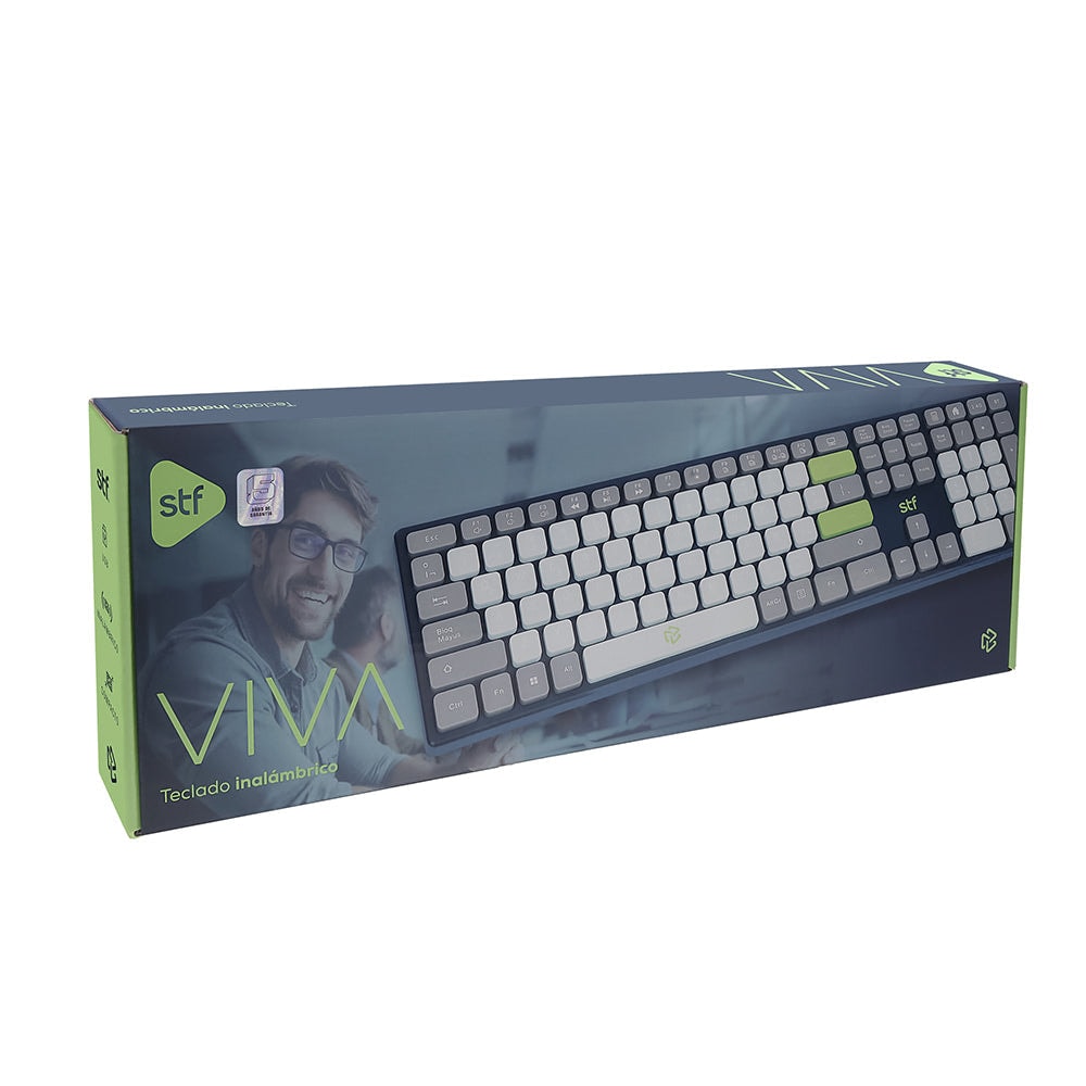 Teclado Inalámbrico STF VIVA: 2.4GHz, Bluetooth 5.0, 110 Teclas, Multimedia, Windows/Mac Gris — imagen 8