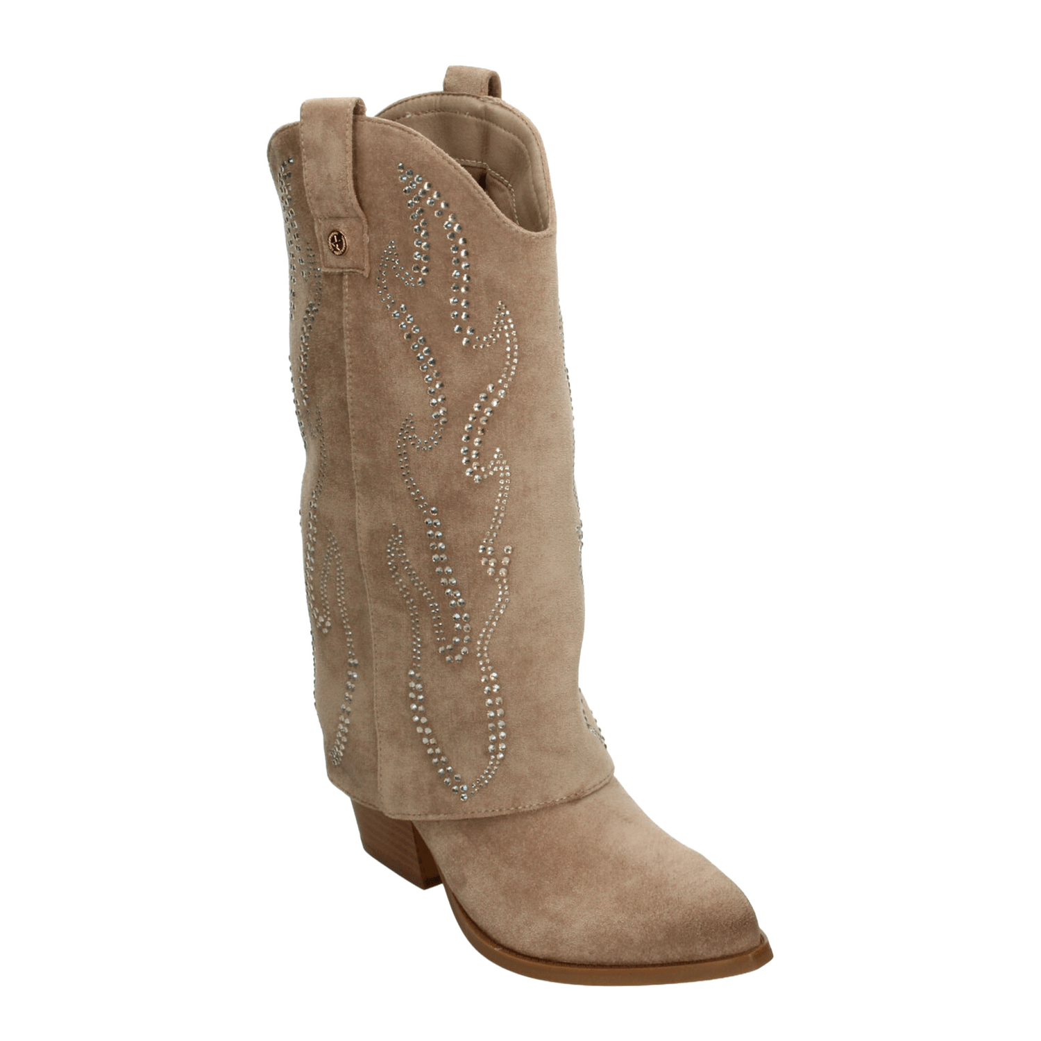 Bota Dama Xti Beige Vaquera Casual Pedrería Tacón Mujer — imagen 5