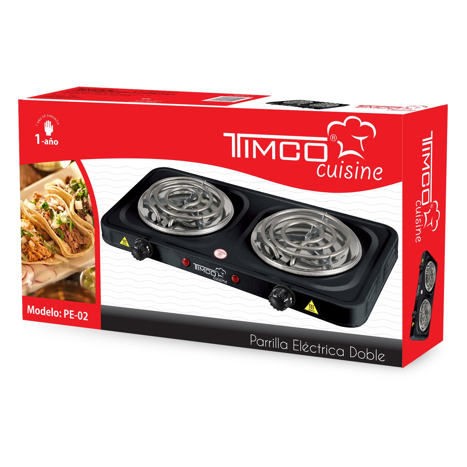 Parrilla Eléctrica 2 Quemadores con Termostato Color Negro Timco PE-02 — imagen 7