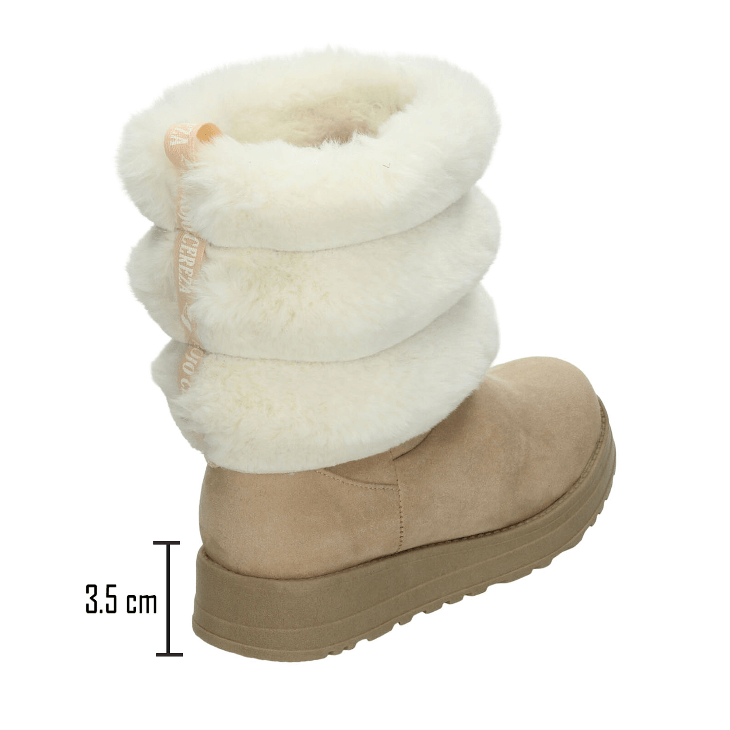 Bota Dama Rojo Cereza Beige Invierno Casual Peluche Mujer — imagen 4