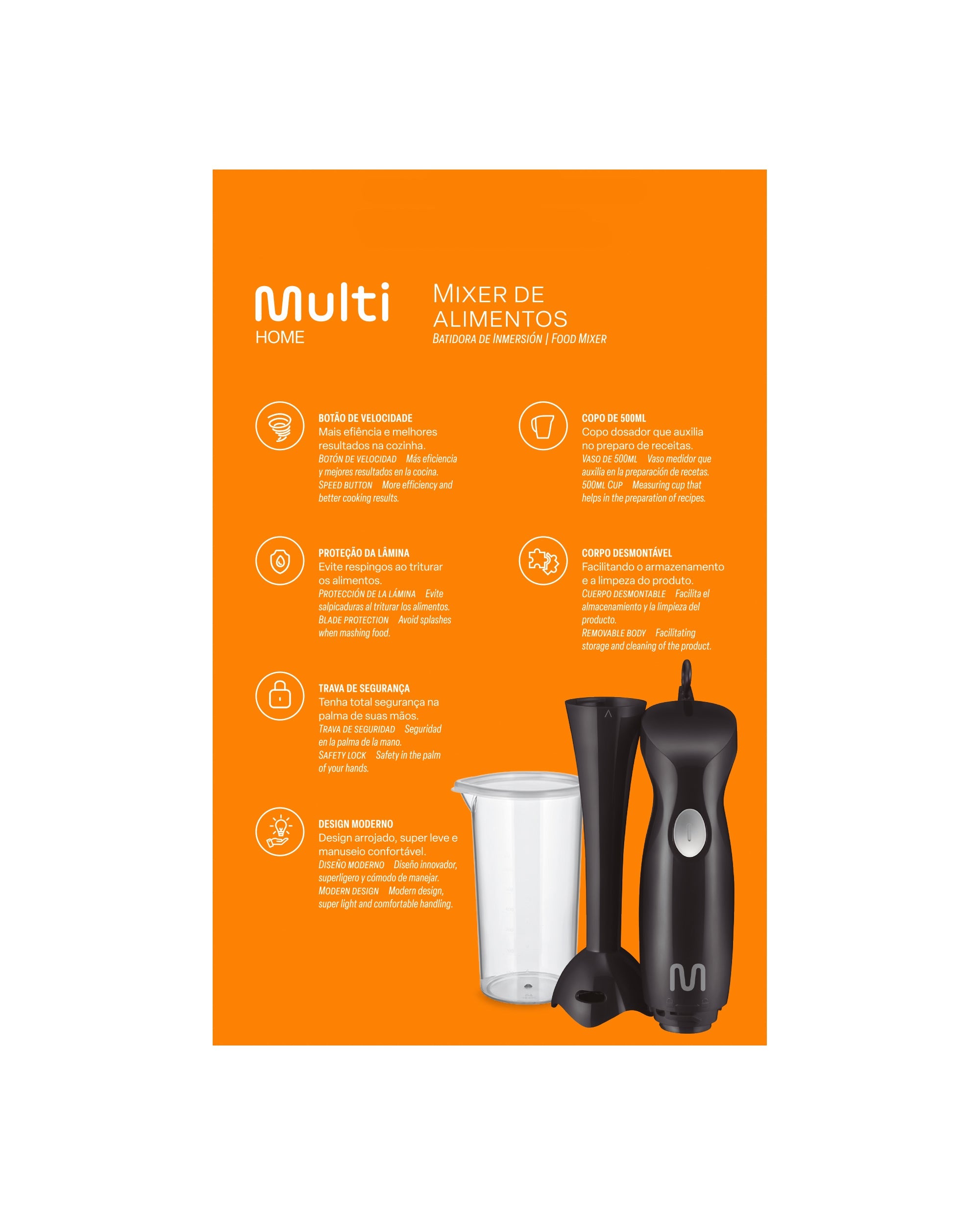 Batidora de inmersión Multi acero inoxidable vaso 500 ml — imagen 6