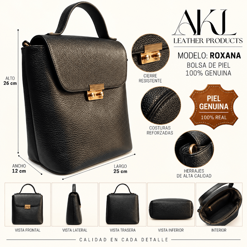 Bolsa Mochila Mariconera Para Dama De Piel Roxana — imagen 3