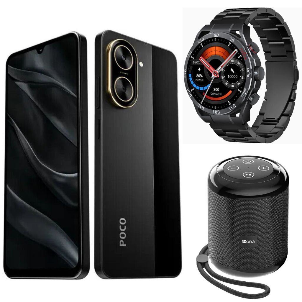 Smartphone XIAOMI POCO C71 4/128 GB Negro con Smartwatch FILWANS GTR Negro y Bocina 1HORA BOC062 — imagen 2